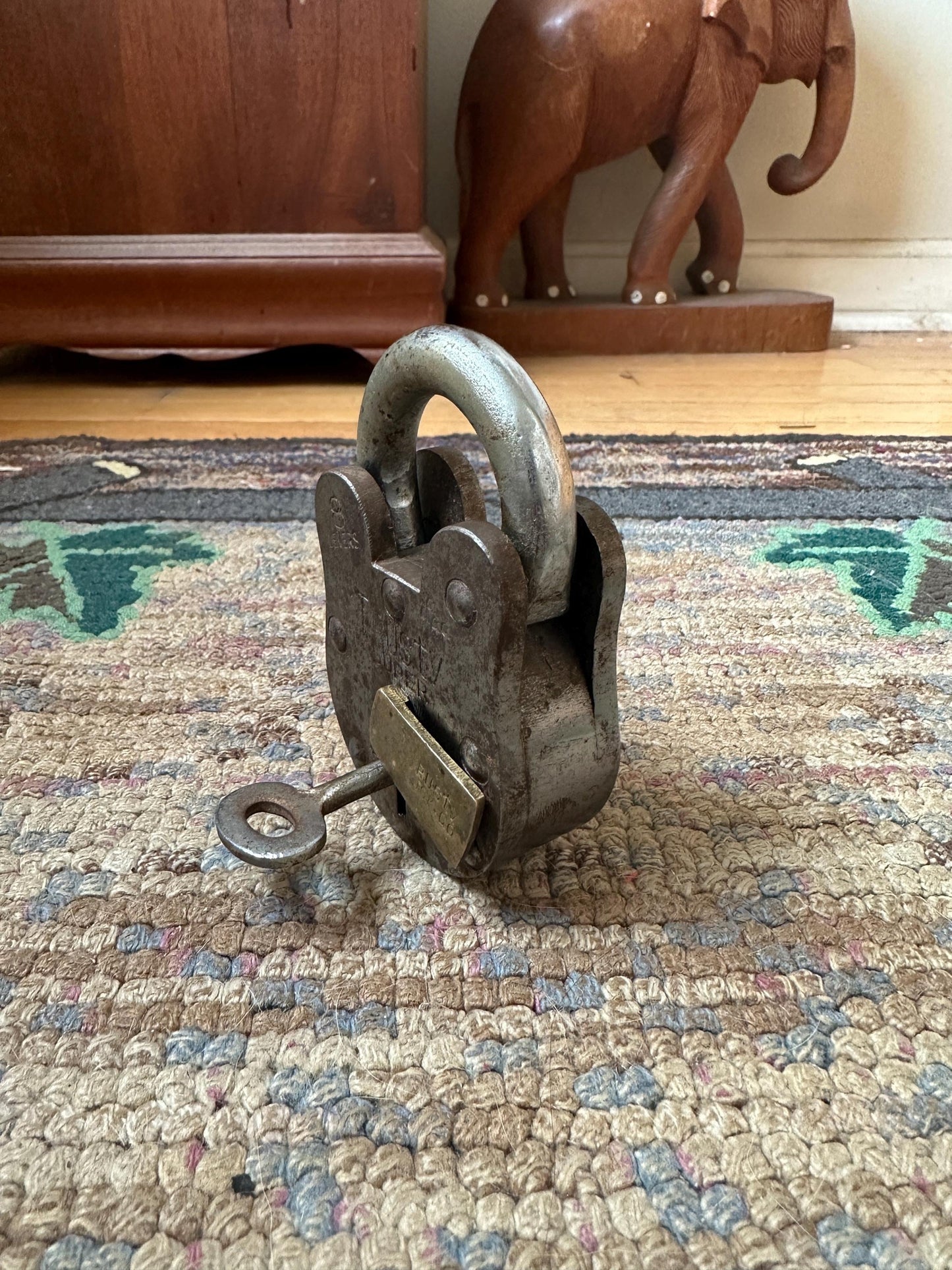 Vintage Trusty 8 Lever Padlock with Key - 1950s Collectible