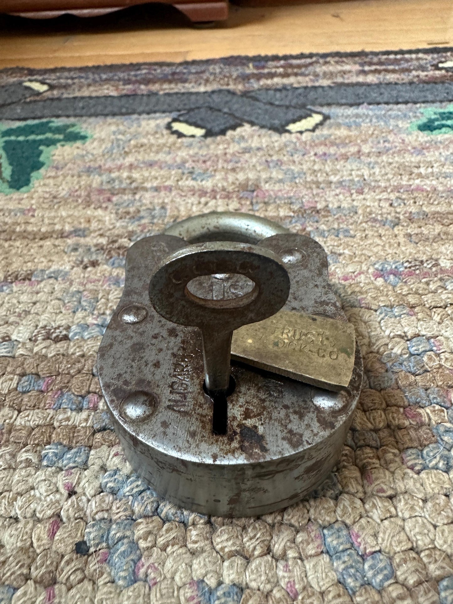 Vintage Trusty 8 Lever Padlock with Key - 1950s Collectible