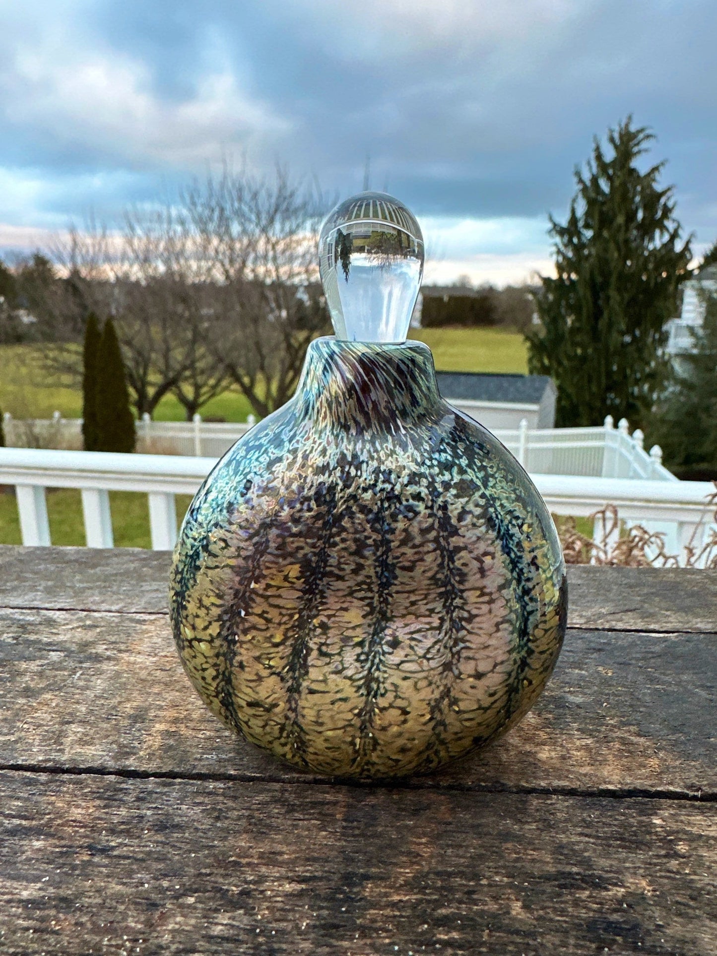 Vintage Fellerman Handblown Iridescent Art Glass Perfume Bottle