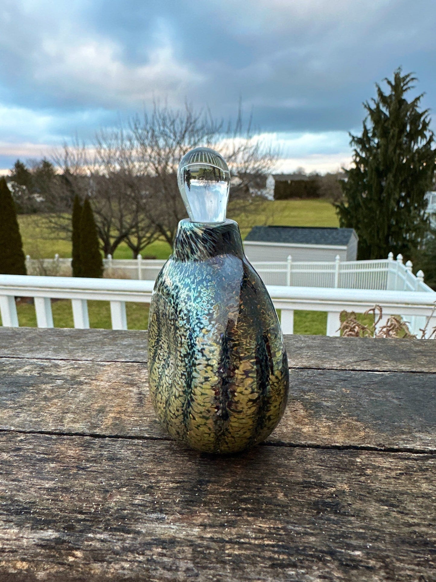 Vintage Fellerman Handblown Iridescent Art Glass Perfume Bottle