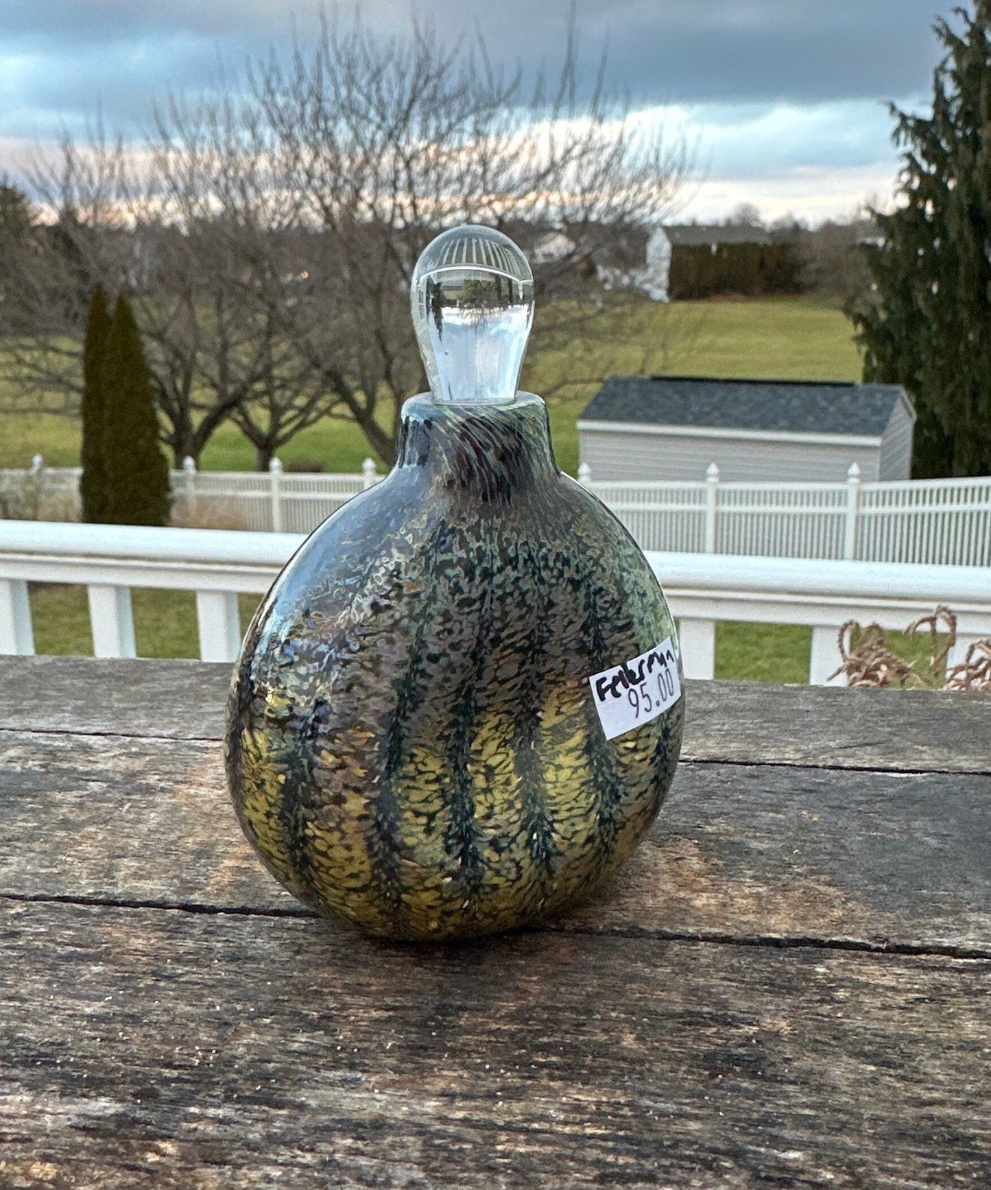 Vintage Fellerman Handblown Iridescent Art Glass Perfume Bottle