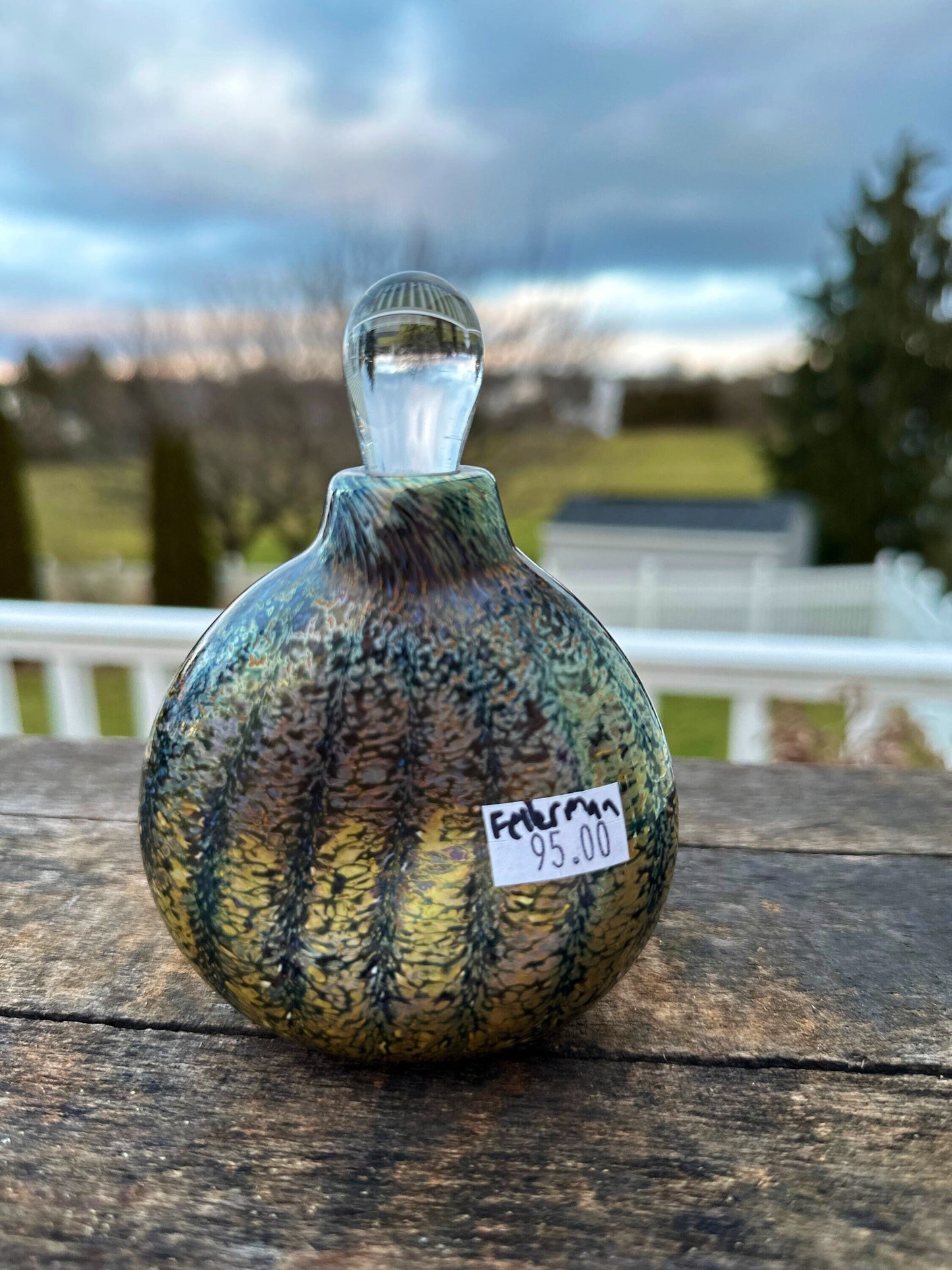 Vintage Fellerman Handblown Iridescent Art Glass Perfume Bottle