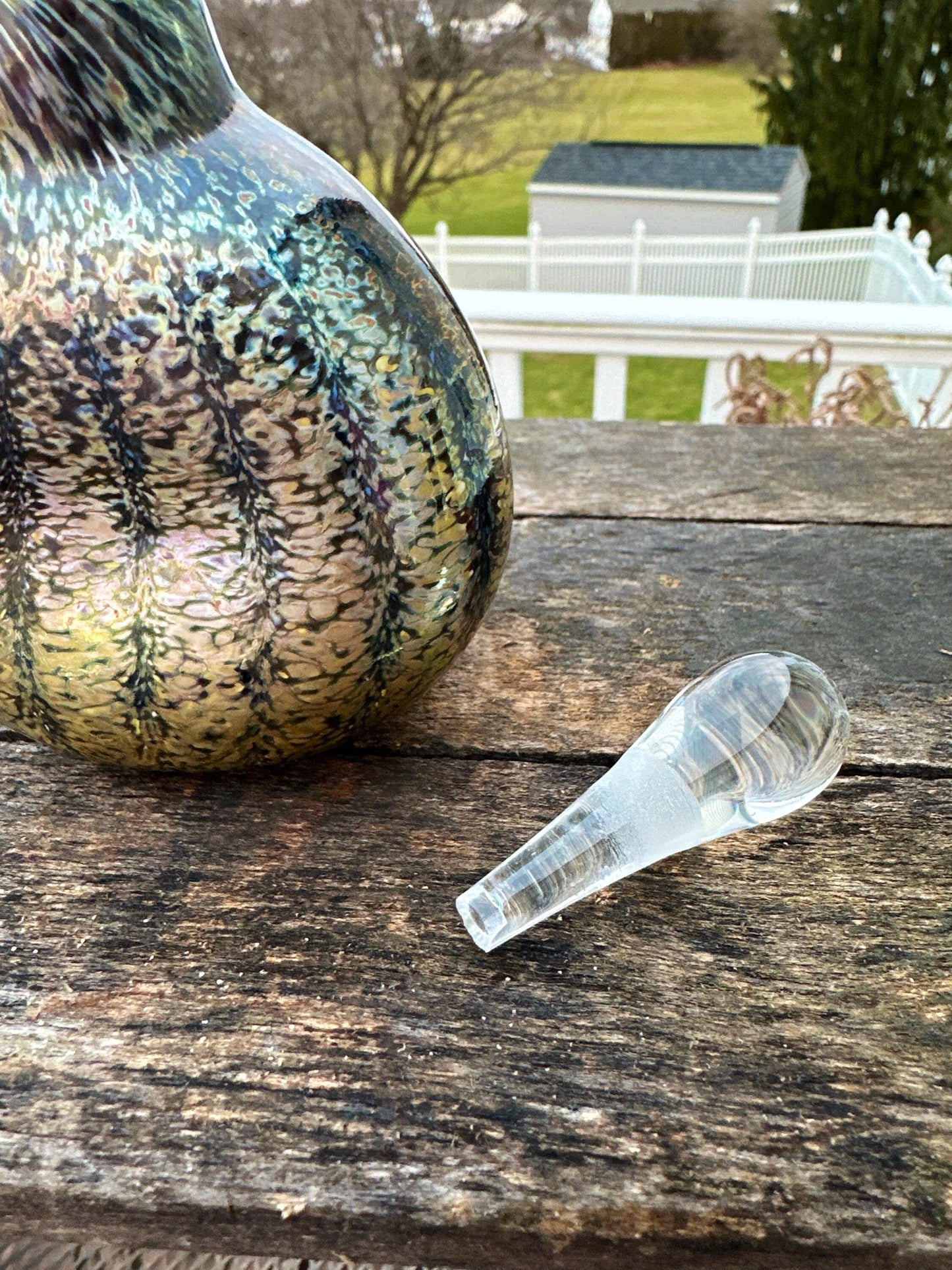 Vintage Fellerman Handblown Iridescent Art Glass Perfume Bottle