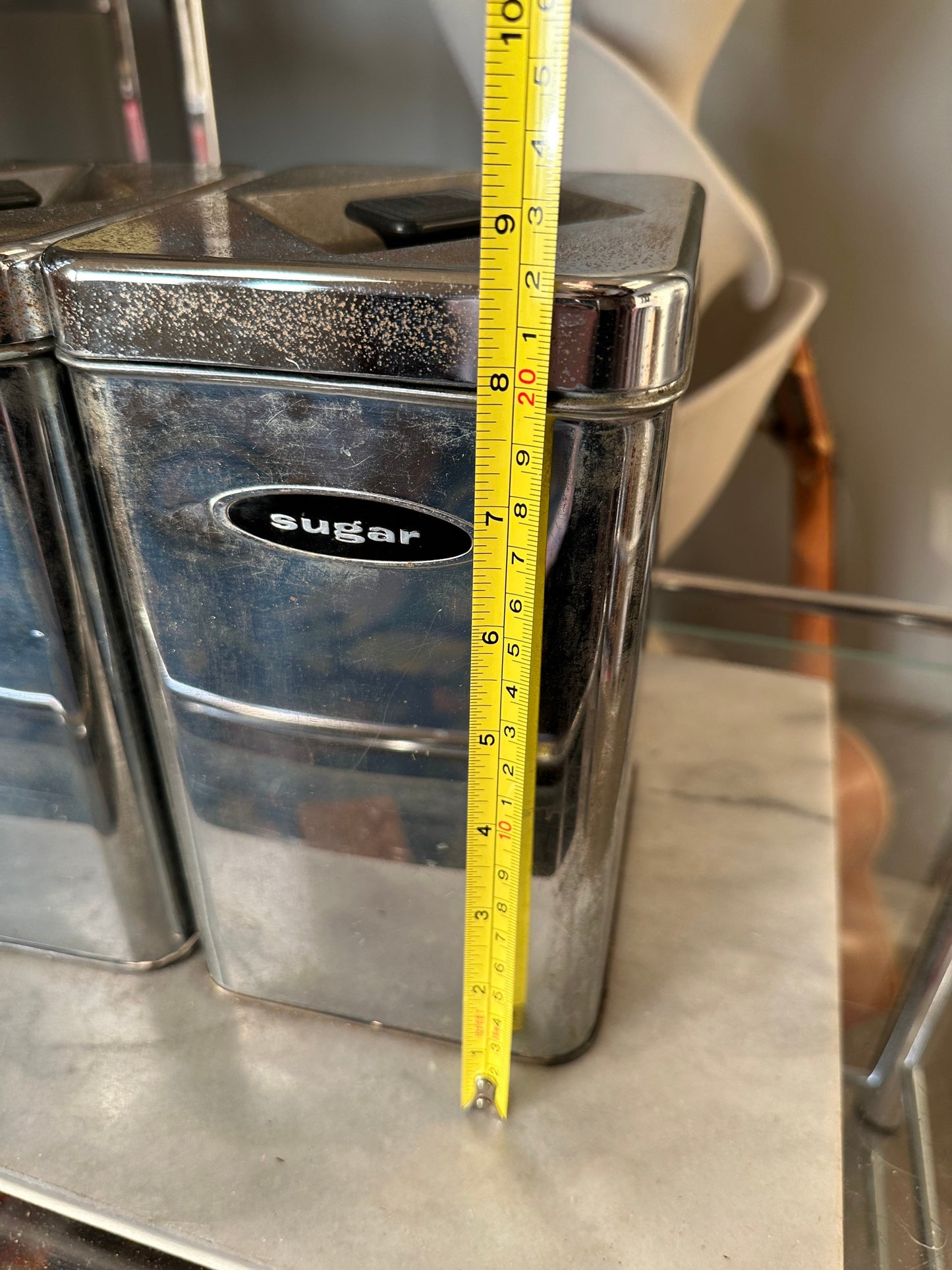 Canette Vintage 50s/60s Chrome Kitchen Sugar & Flour Canister Set (2)