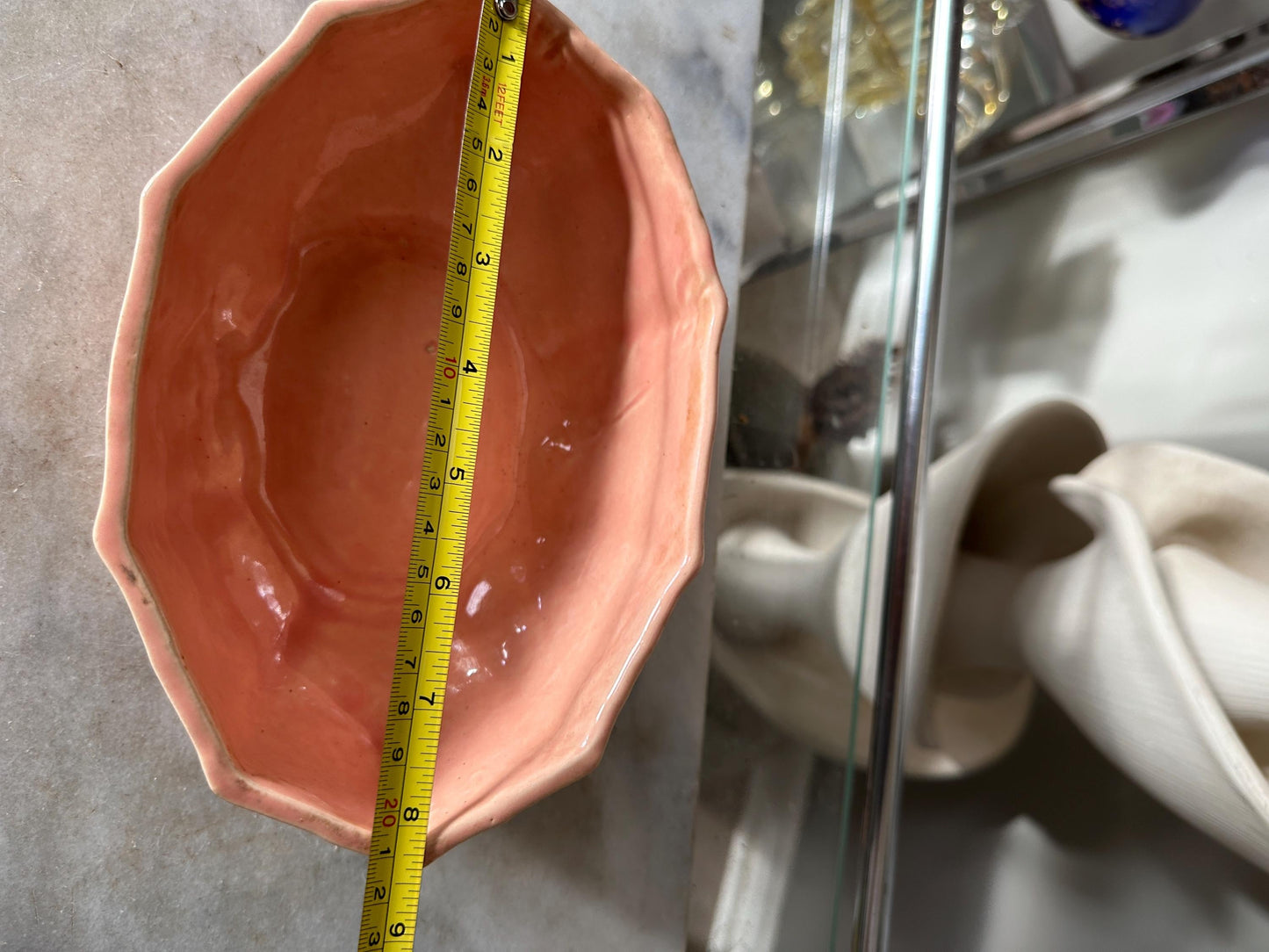 1940s Nelson McCoy Pottery Pink Lily Bud Console Bowl, Collectible Art Pottery, Indoor Planter