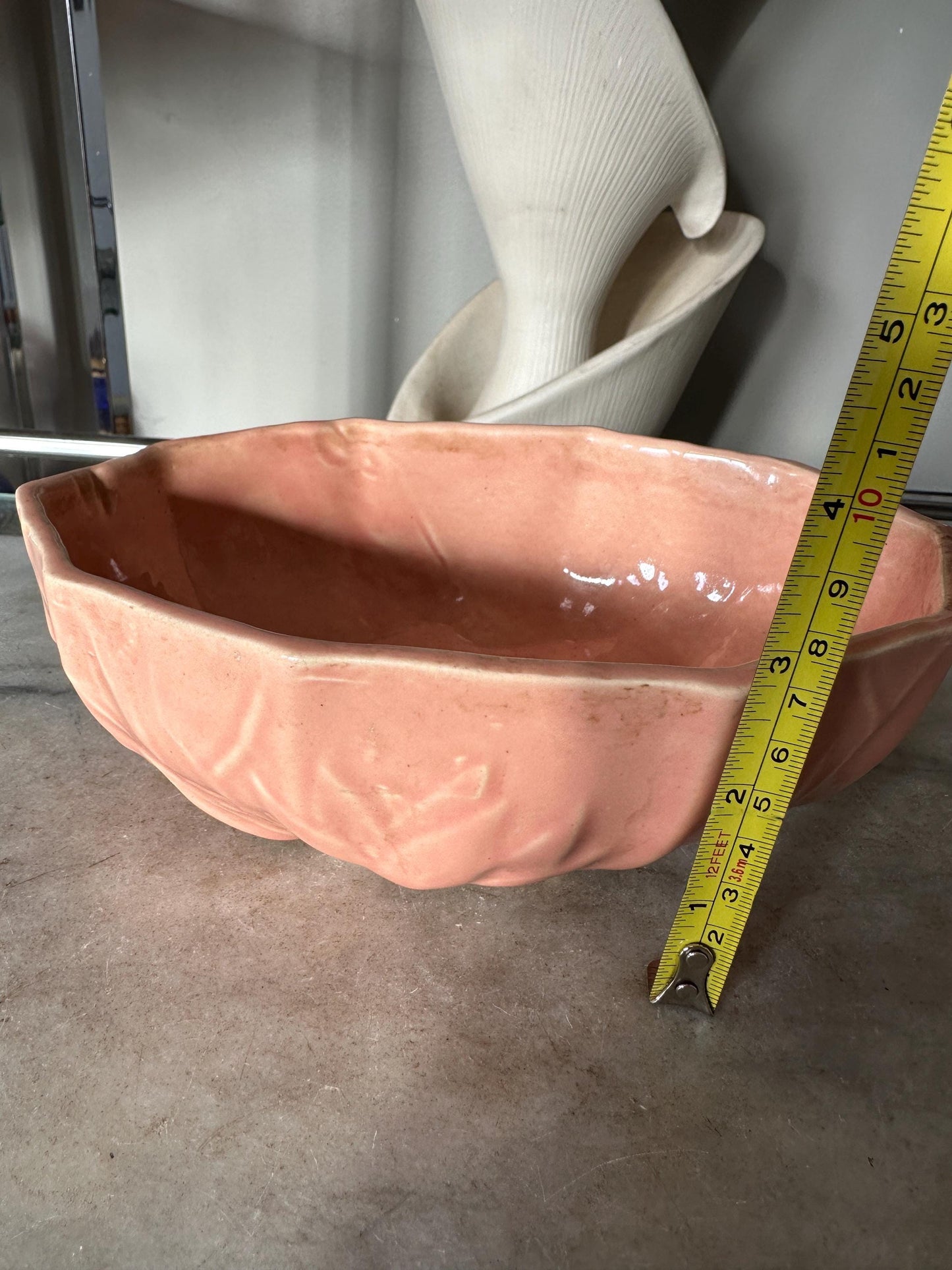 1940s Nelson McCoy Pottery Pink Lily Bud Console Bowl, Collectible Art Pottery, Indoor Planter