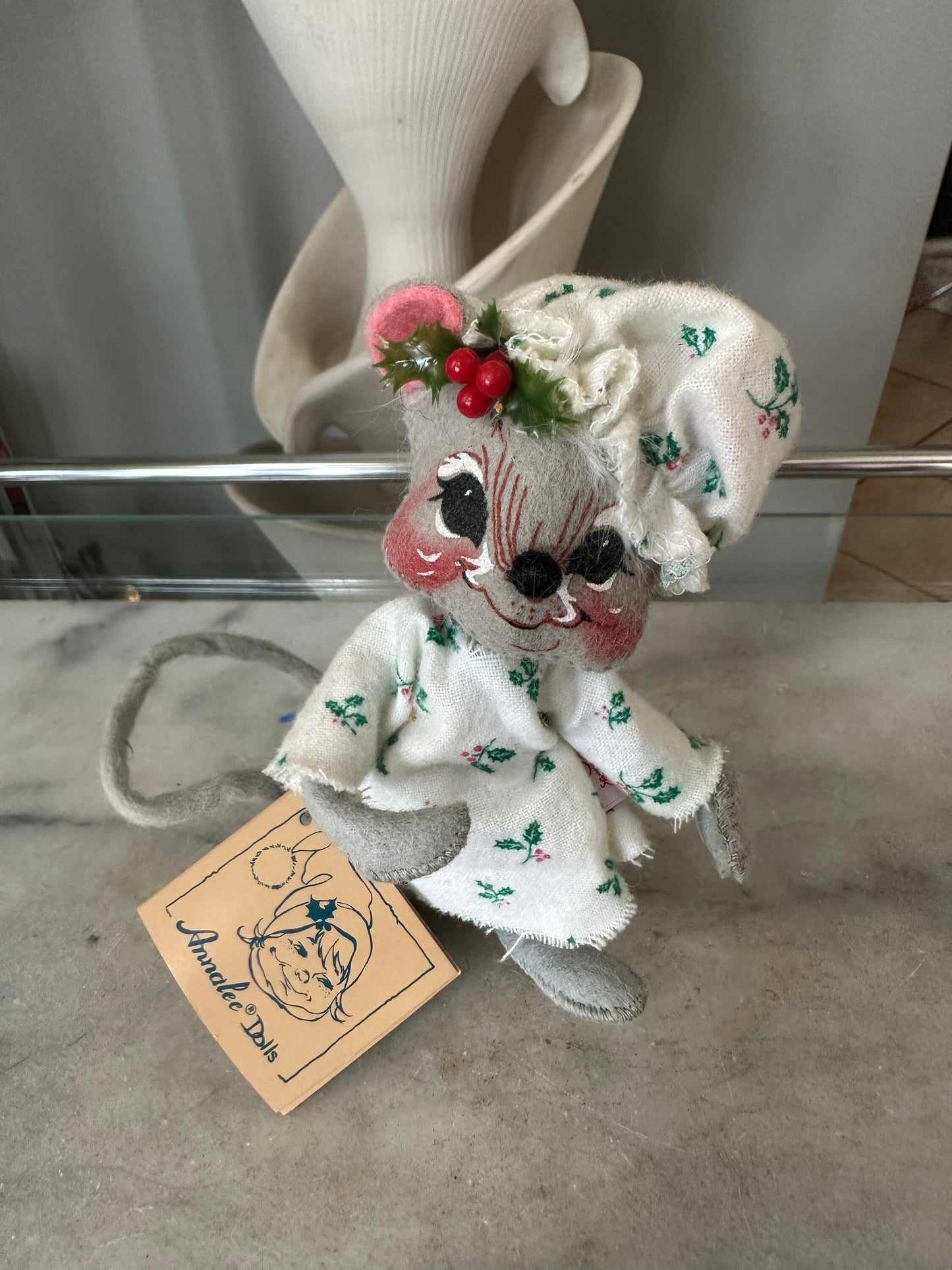 Vintage Annalee Christmas Mouse Ornament: 1991 Santa with Packages, Christmas Kitsch
