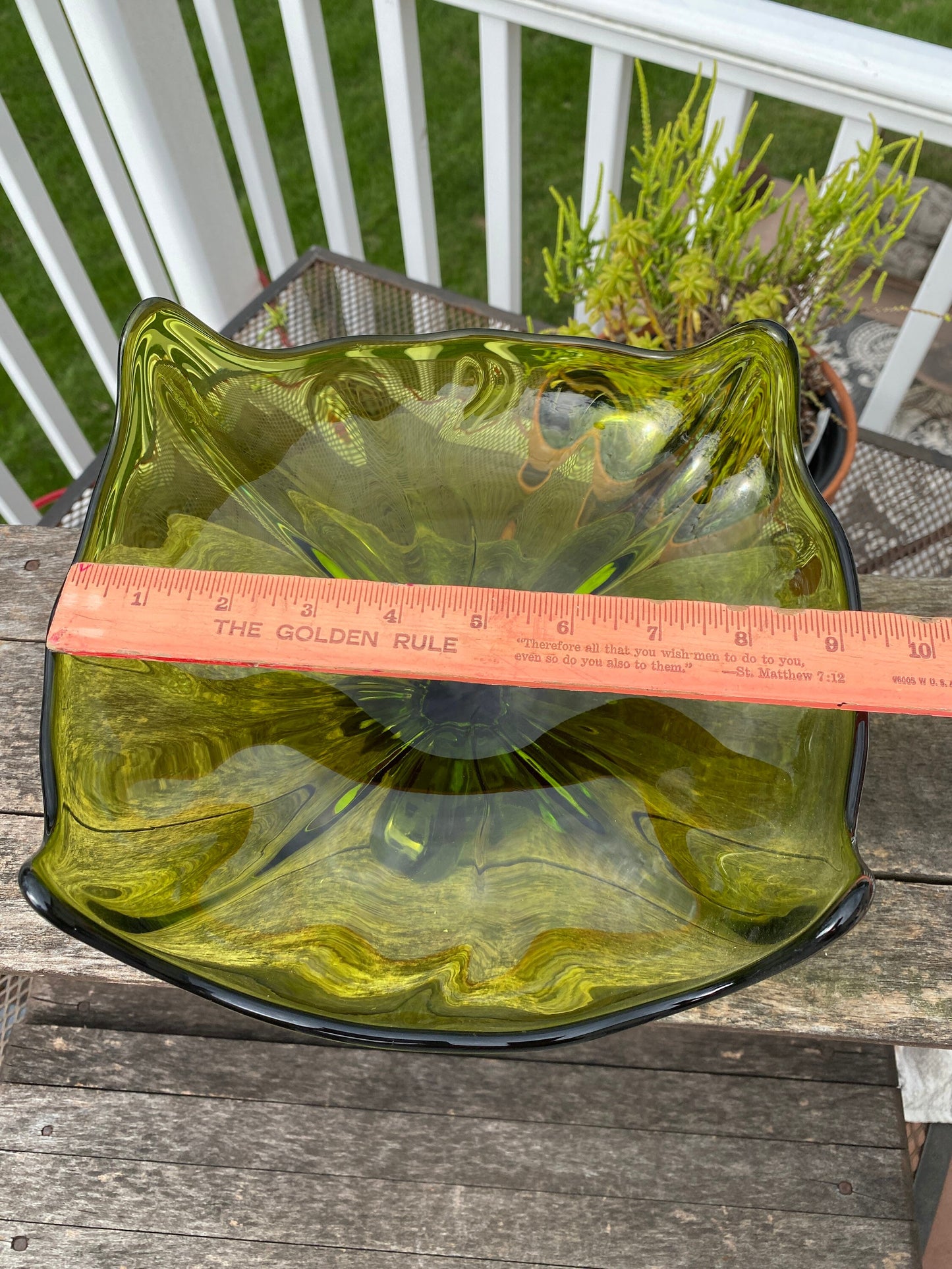 Vintage Viking Glass Co Green Footed Pedistal Centerpiece Compote | Viking “Cat Face” Pedestal Bowl