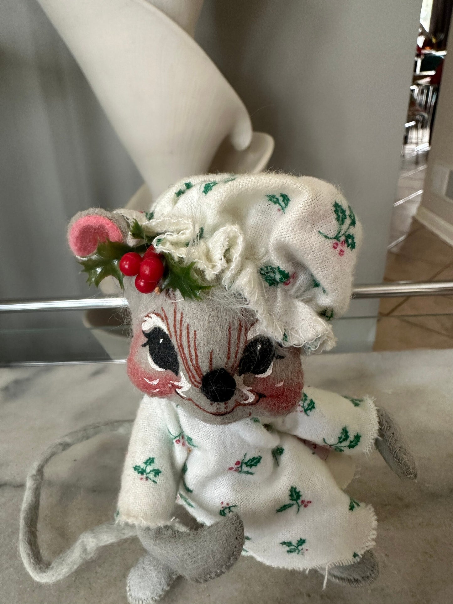 Vintage Annalee Christmas Mouse Ornament: 1991 Santa with Packages, Christmas Kitsch