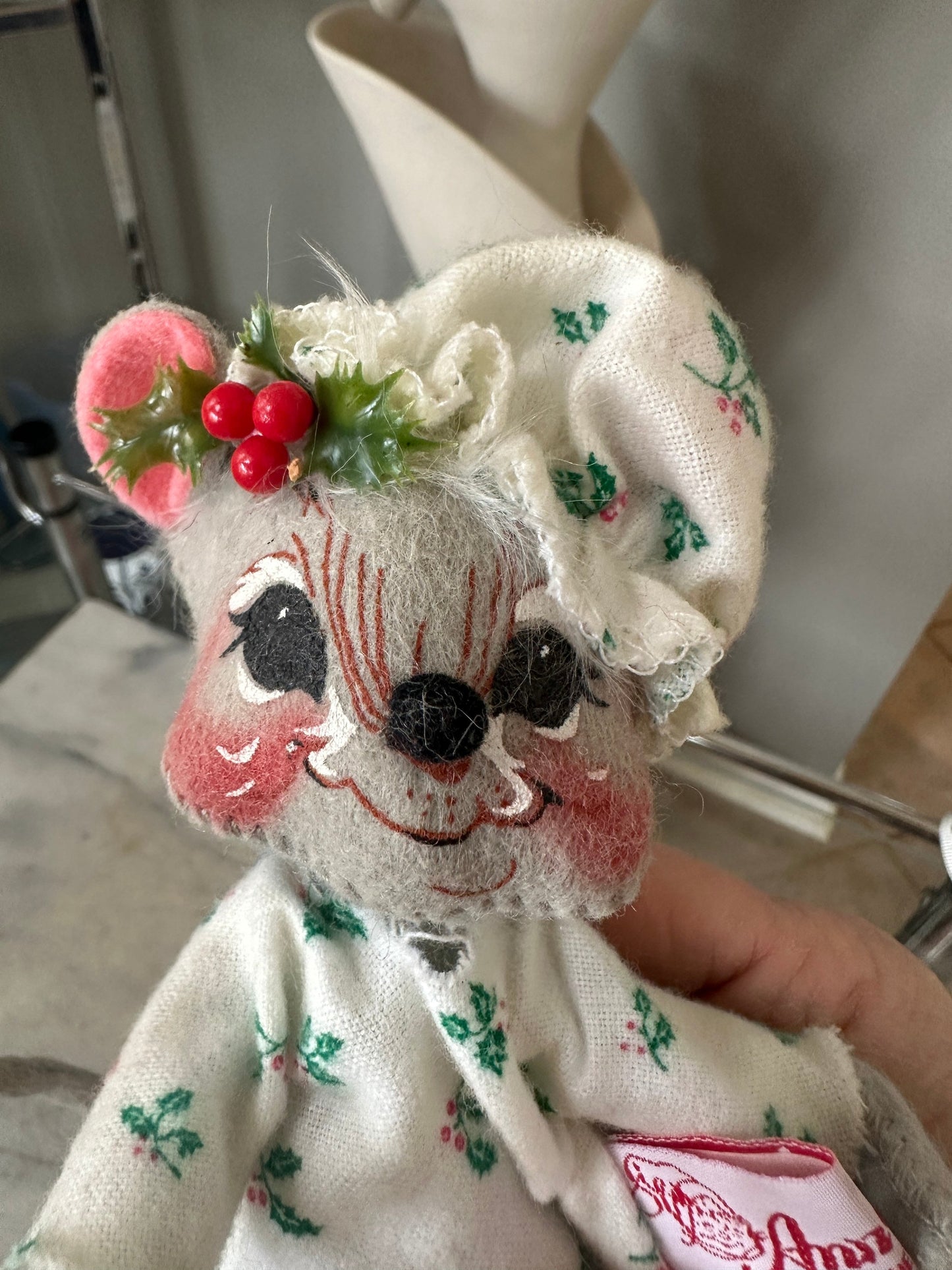 Vintage Annalee Christmas Mouse Ornament: 1991 Santa with Packages, Christmas Kitsch