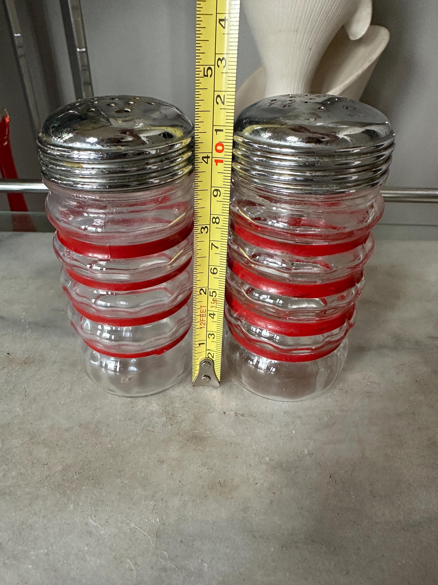 Vintage Red Kitchenware Set: Shakers, Chopper & Candy Thermometer