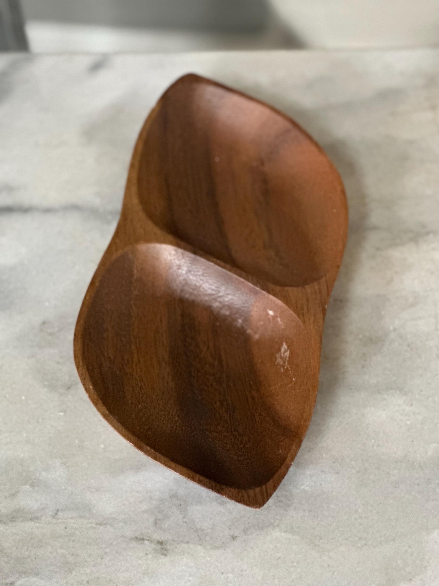 Vintage Teak Leaf Bowls: Mid-Century Modern Scandi Snack Set