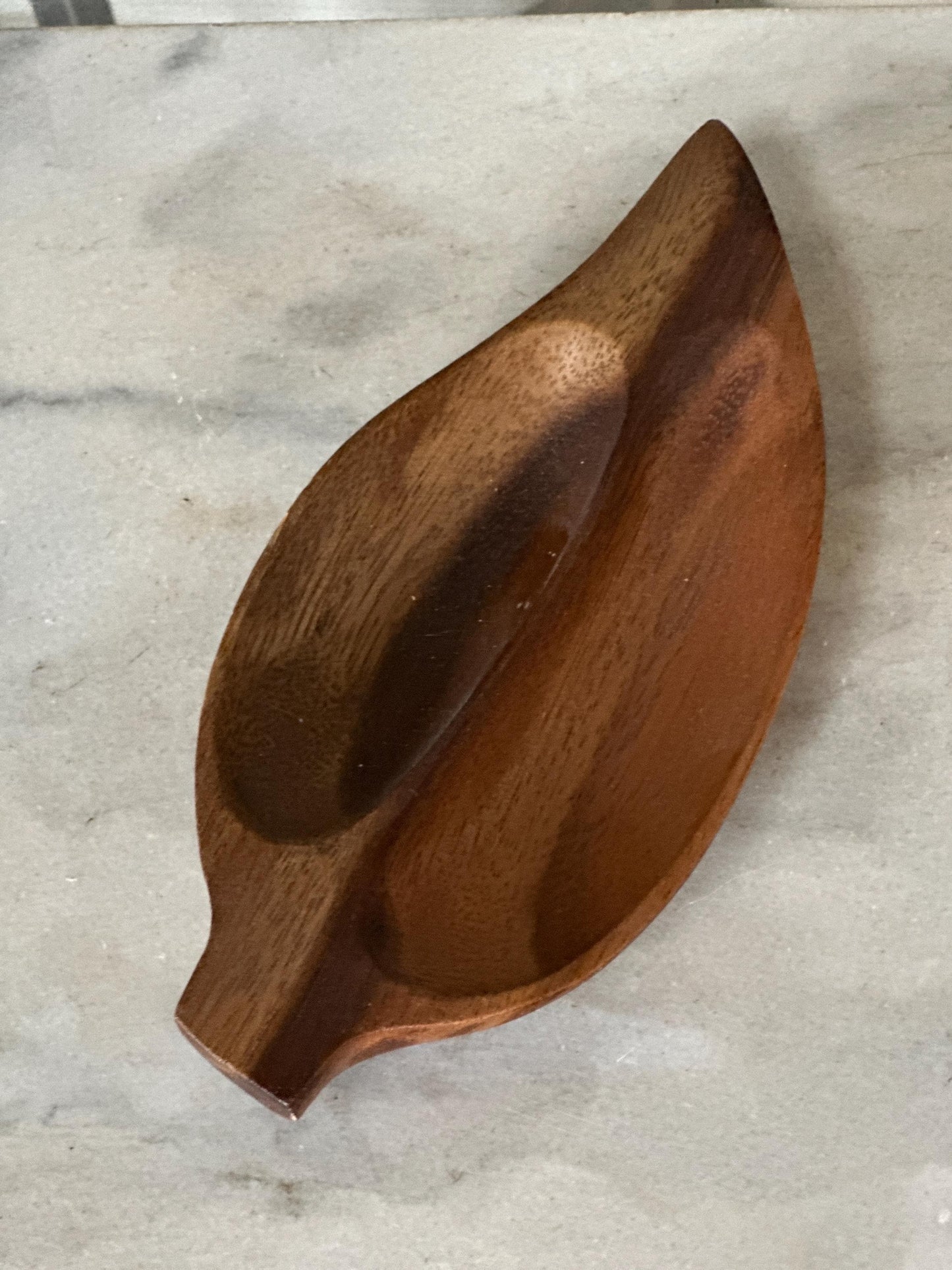 Vintage Teak Leaf Bowls: Mid-Century Modern Scandi Snack Set