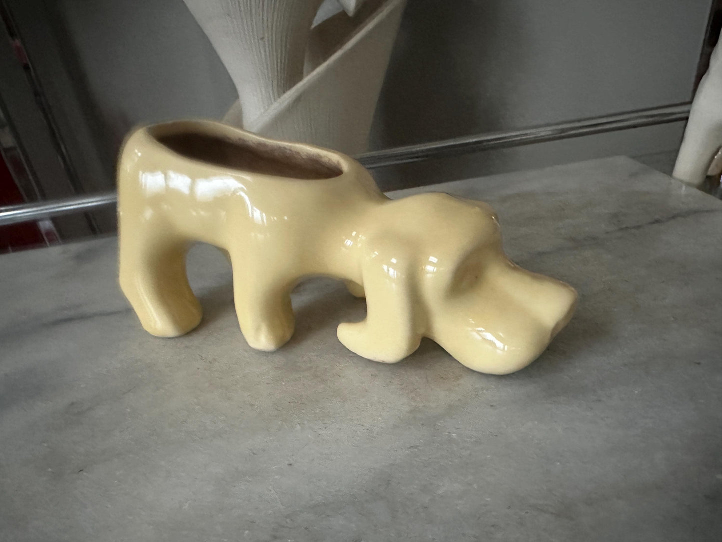 Vintage Shawnee Pottery Hound Dog Planter - Yellow Ware Ceramic