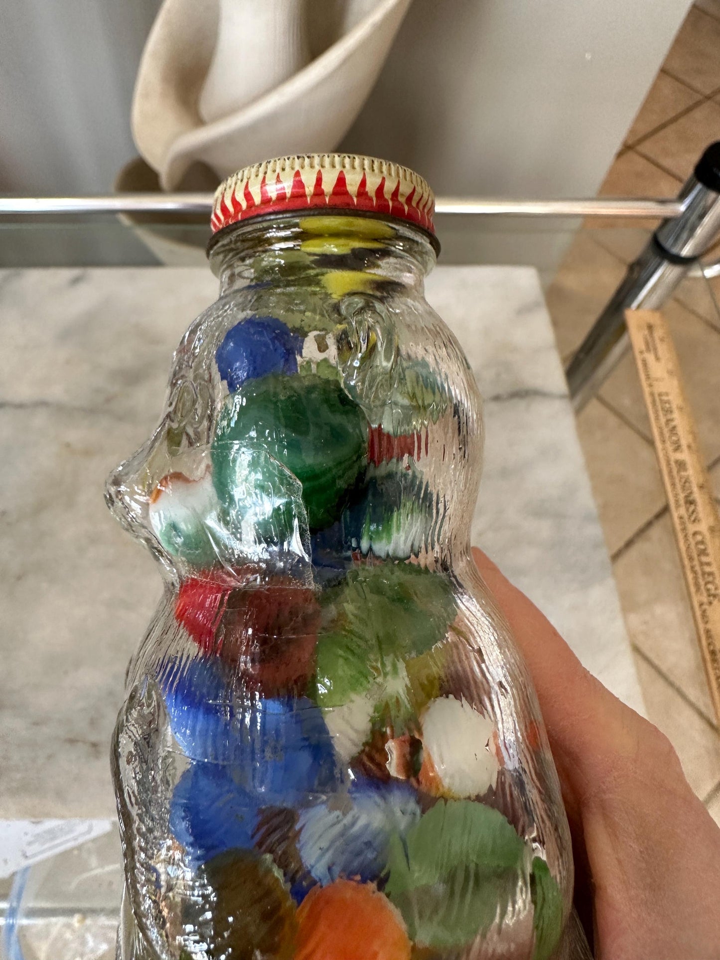 Vintage Snow Crest Bear Bottle Bank with Marbles – Salem, MA
