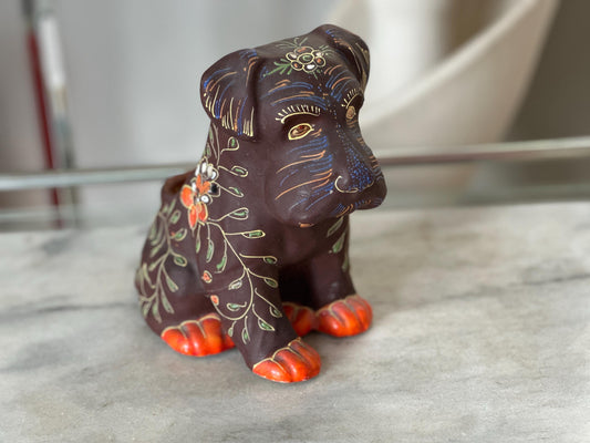 Vintage Satsuma Ceramic Dog Planter: Hand-Painted Mid-Century Decor
