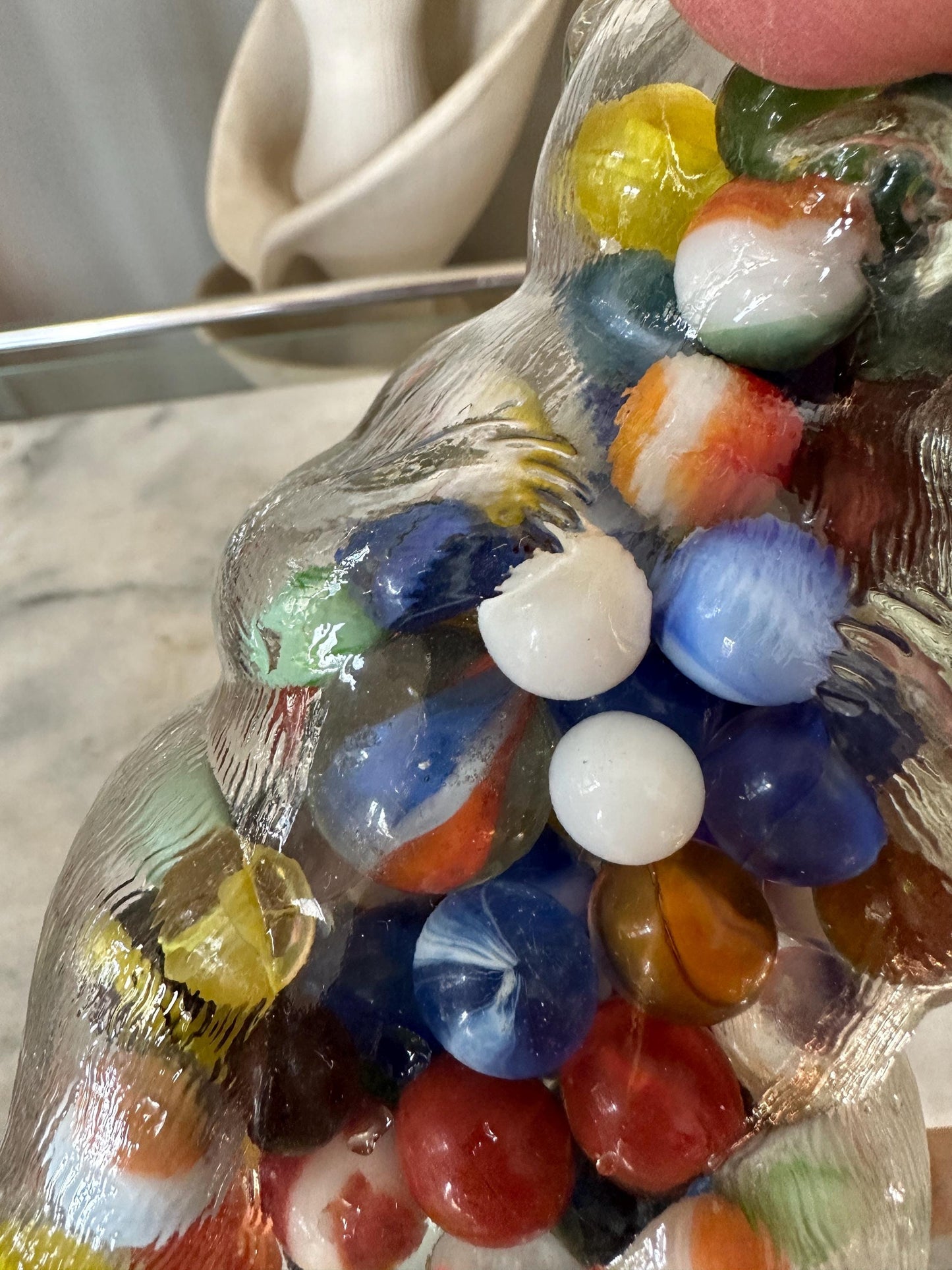 Vintage Snow Crest Bear Bottle Bank with Marbles – Salem, MA