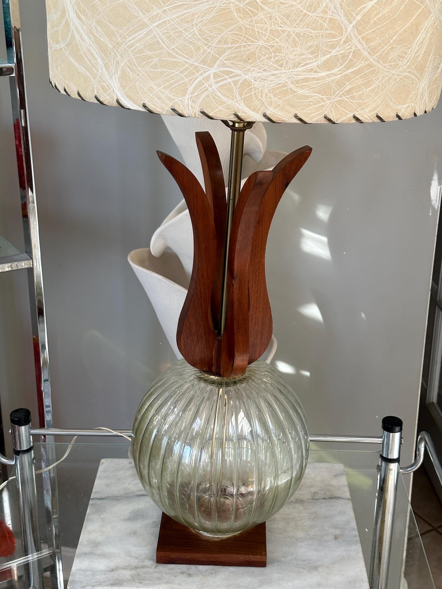 Scandinavian Modern Mid-Century Table Lamp in Pineapple Form