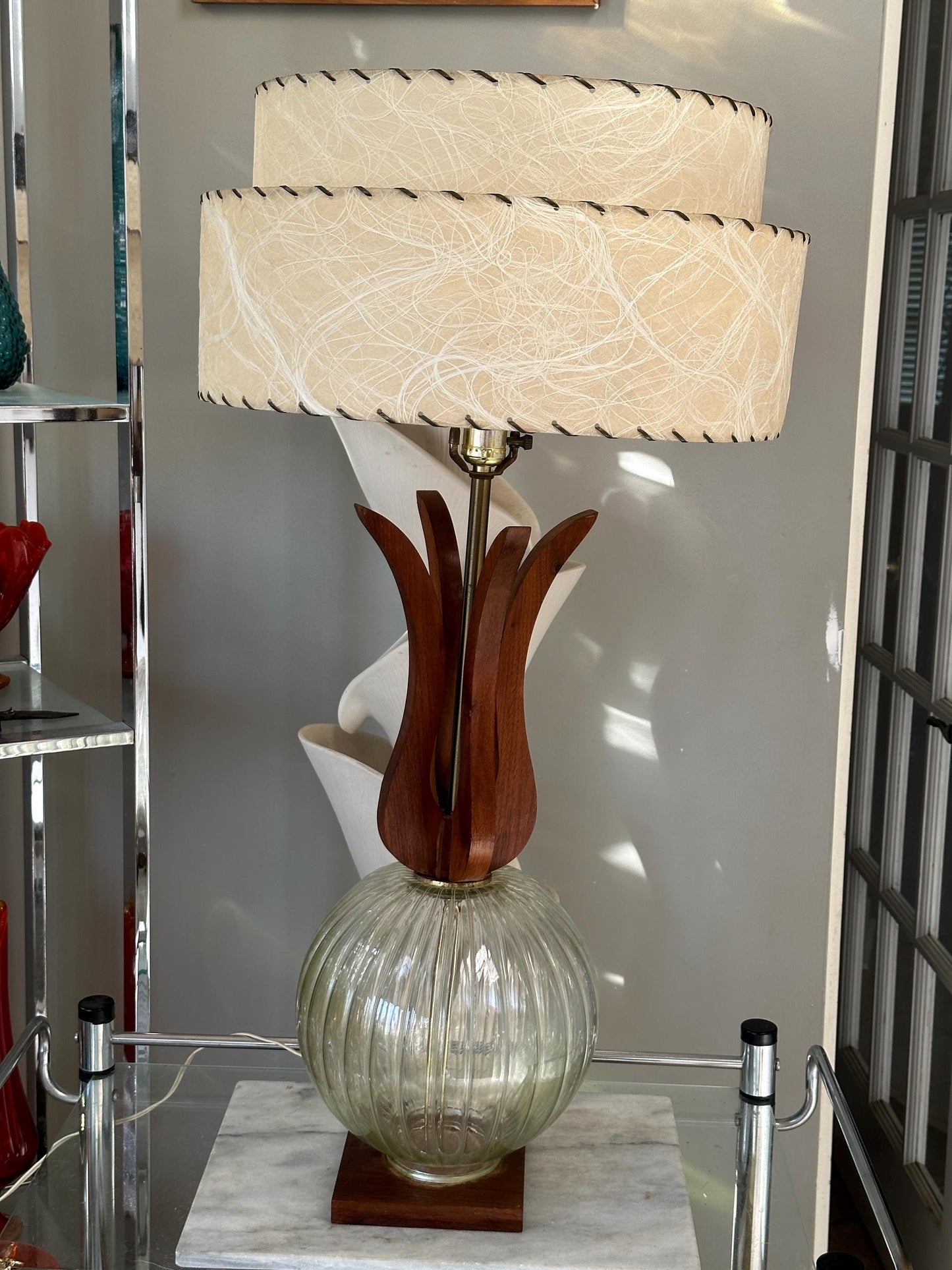 Scandinavian Modern Mid-Century Table Lamp in Pineapple Form