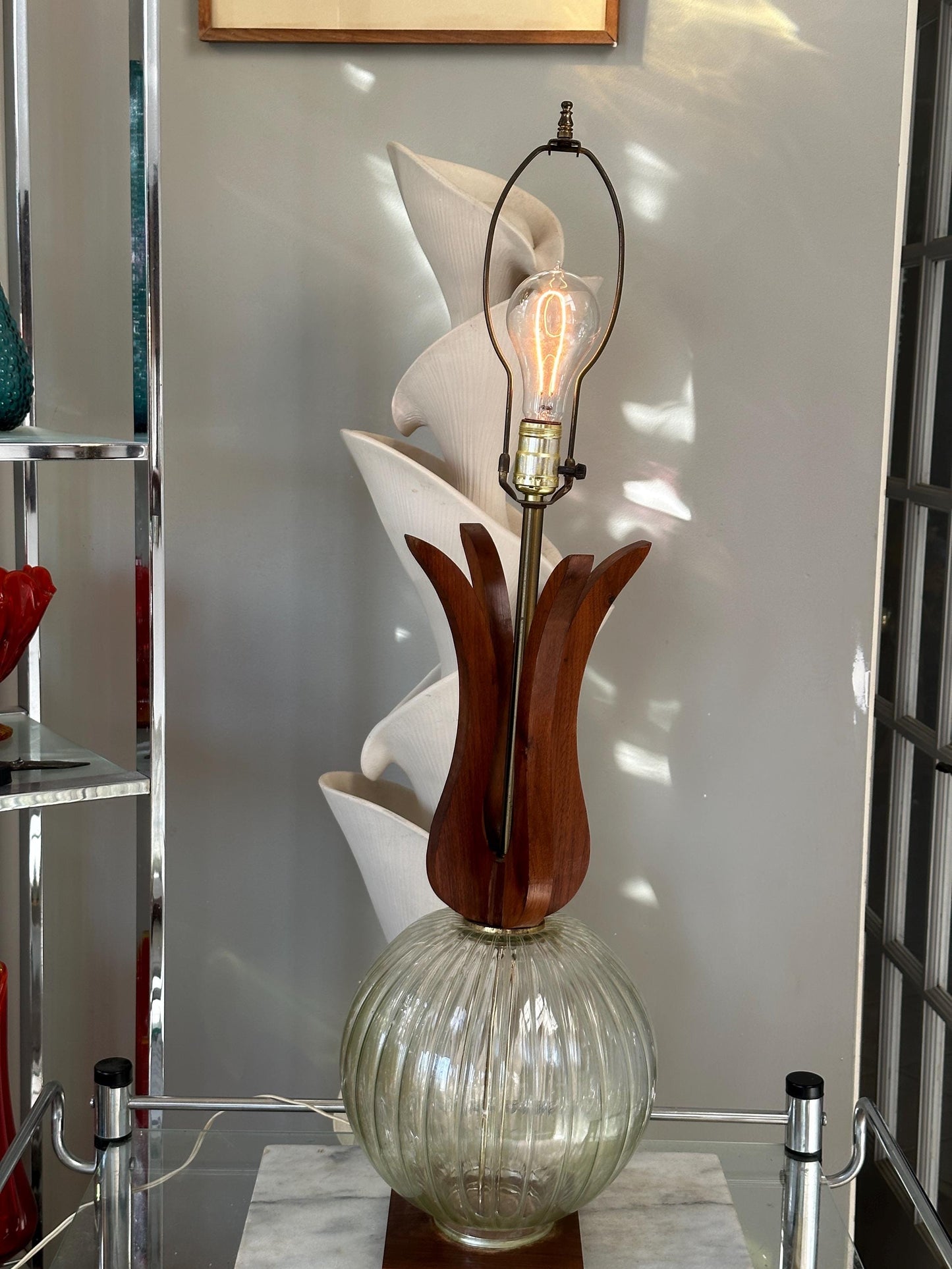 Scandinavian Modern Mid-Century Table Lamp in Pineapple Form