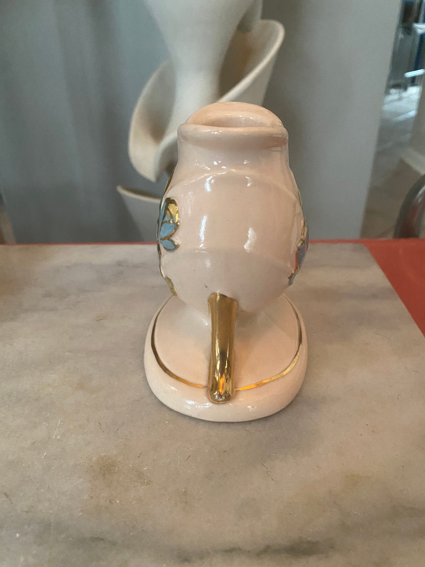 Mid-century Hull Pottery BLUE MAGNOLIA candlestick holders  | H-24 | USA