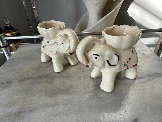 Vintage Pair (2) of Elephant Planters / Vases
