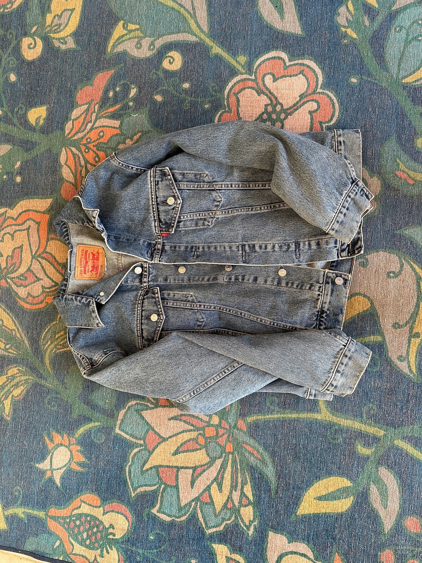 Vintage Levi's Denim Trucker Jacket, Faded Blue, USA Made, Size Large