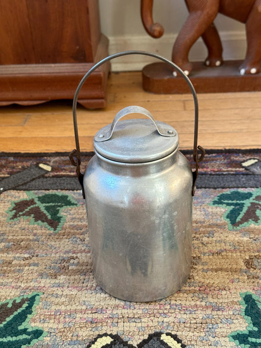 Vintage Aluminum Milk Container: 1950s Farmhouse Decor, Made in USA