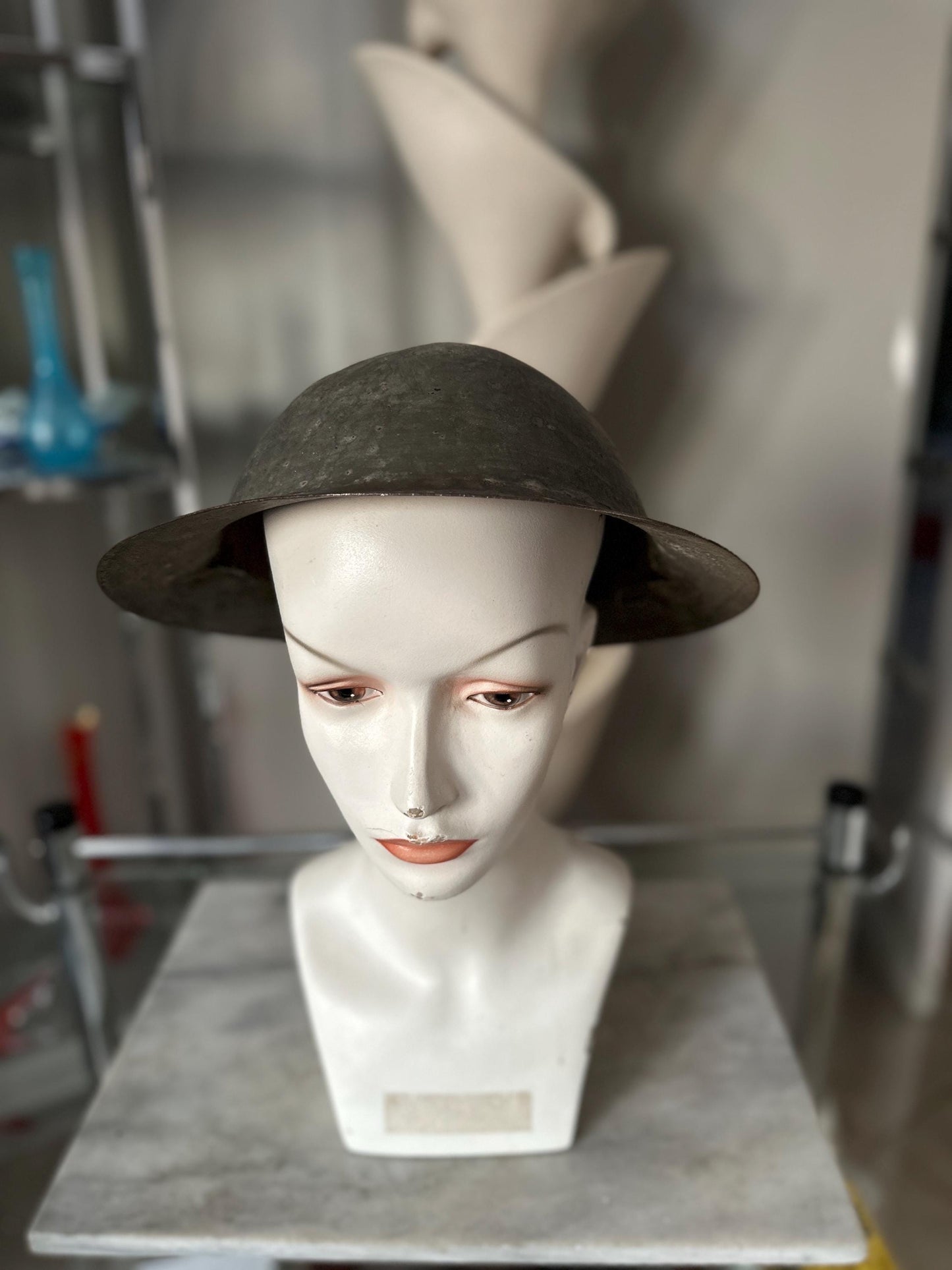 WWI US Steel Doughboy Helmet: Original British M1917