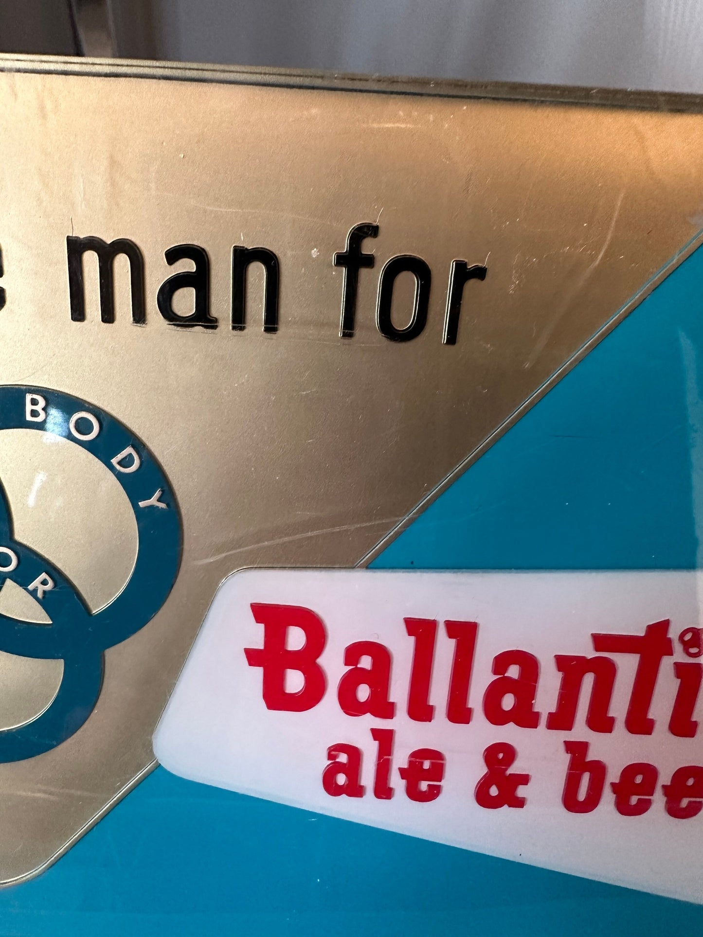 Vintage Ballantine Beer Caddy, Turquoise & Gold Plastic Barware, MCM Man Cave Decor