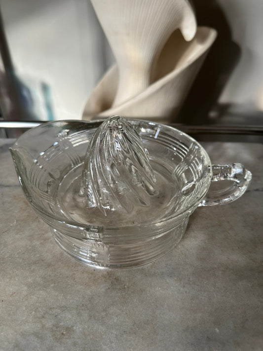 Vintage Hazel Atlas Clear Glass Juice Reamer with Criss Cross Pattern