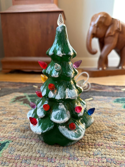 Vintage Lighted Ceramic Christmas Tree: Holland Mold Style, 1970s Decor