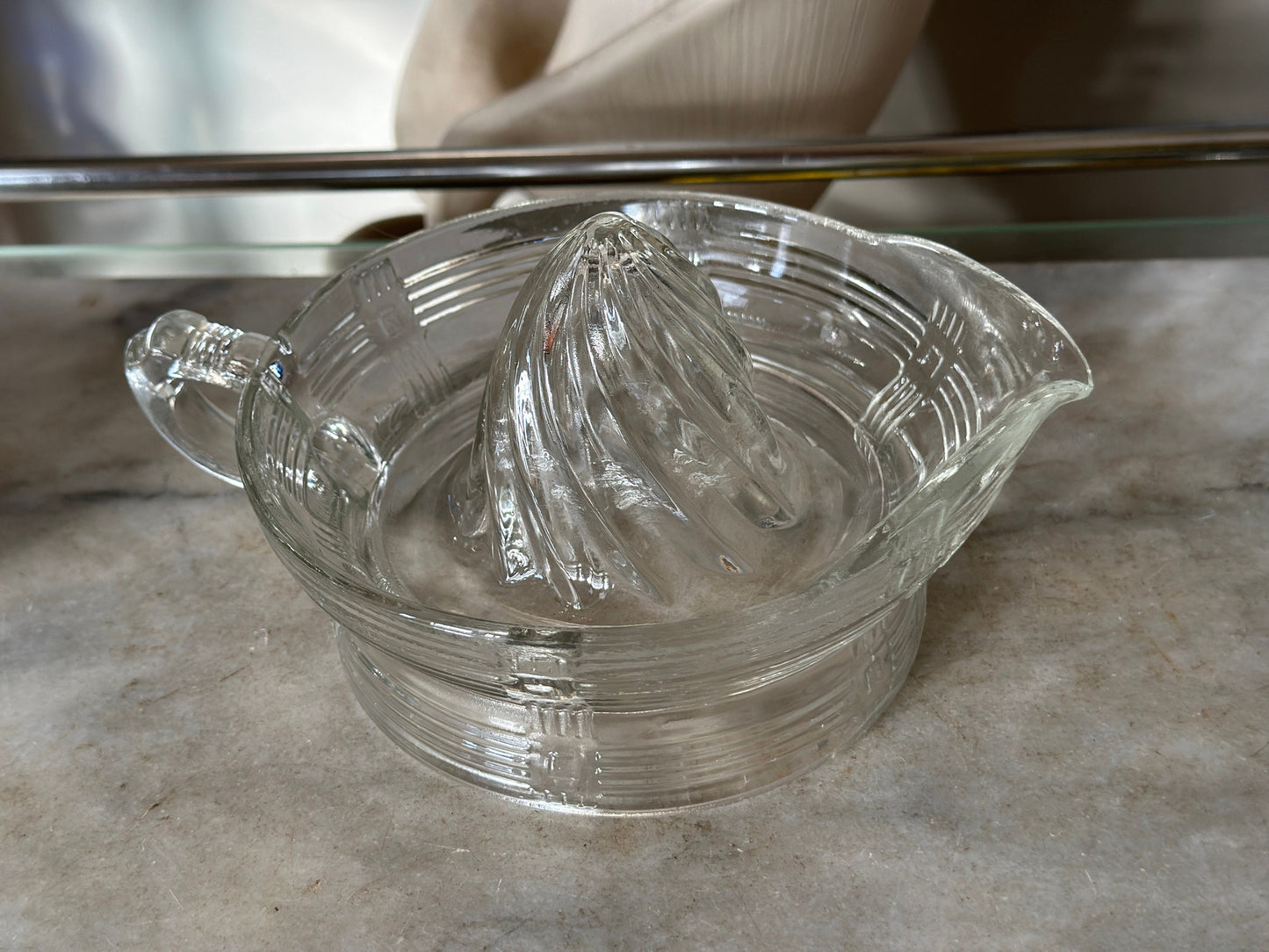 Vintage Hazel Atlas Clear Glass Juice Reamer with Criss Cross Pattern