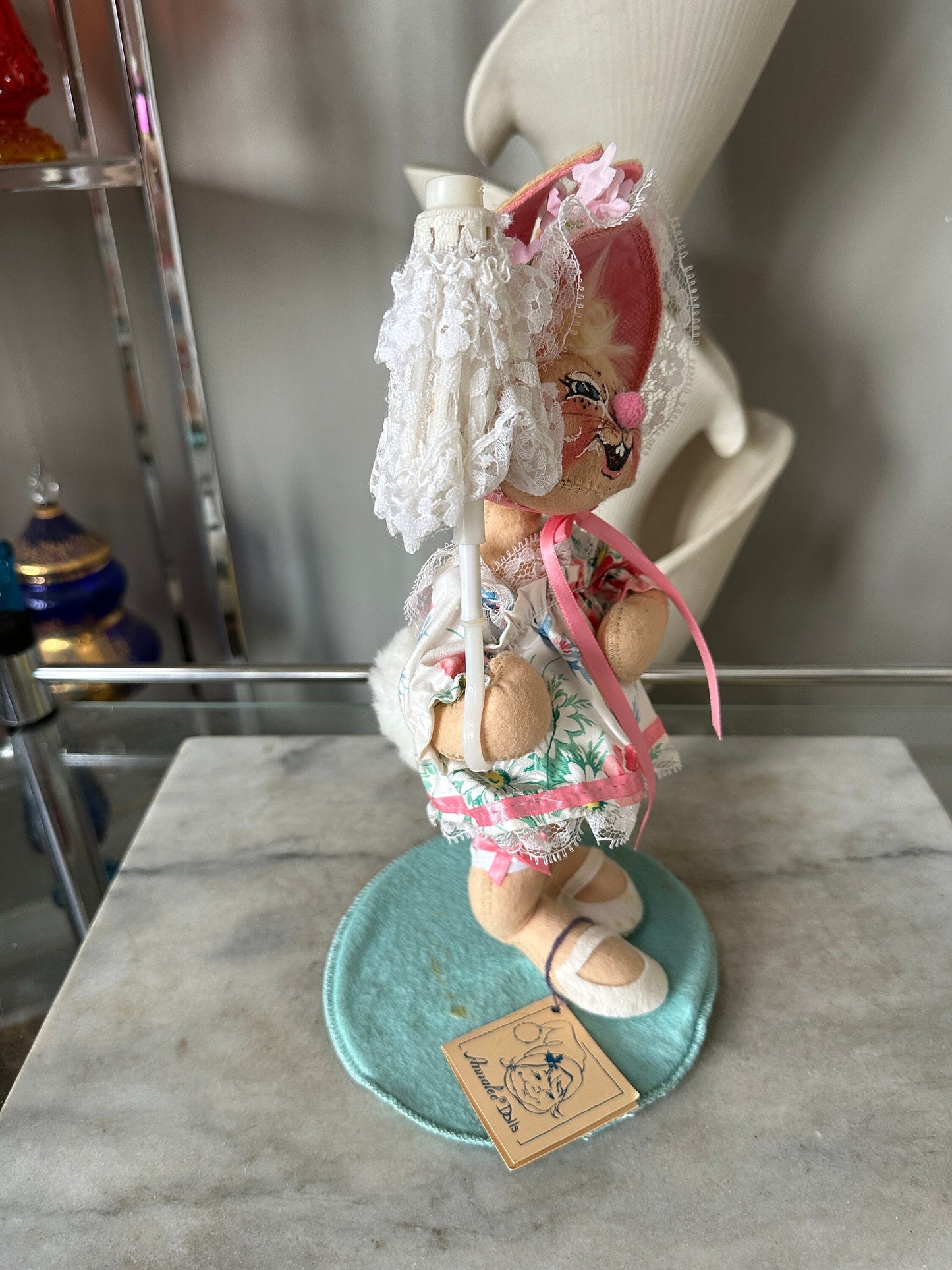 Easter Vintage Annalee Doll 10” Bunny Girl Parasol | Made in New Hampshire