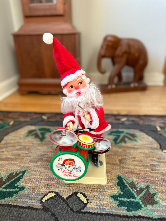 Vintage Santa Band Drummer Toy: Battery Operated Kitsch Decor