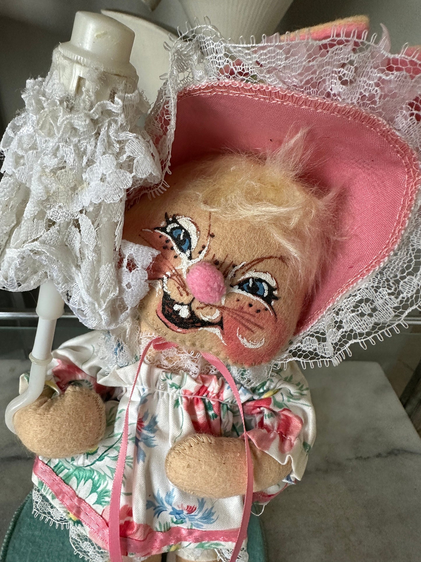 Easter Vintage Annalee Doll 10” Bunny Girl Parasol | Made in New Hampshire
