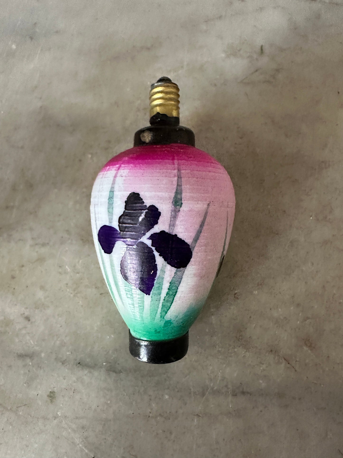 Vintage Glass Chinese Lantern Christmas Ornaments, 1920s Asian Light Bulbs (3 pc)