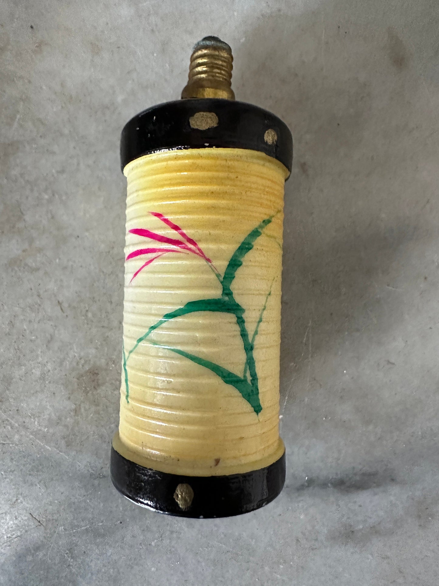 Vintage Glass Chinese Lantern Christmas Ornaments, 1920s Asian Light Bulbs (3 pc)