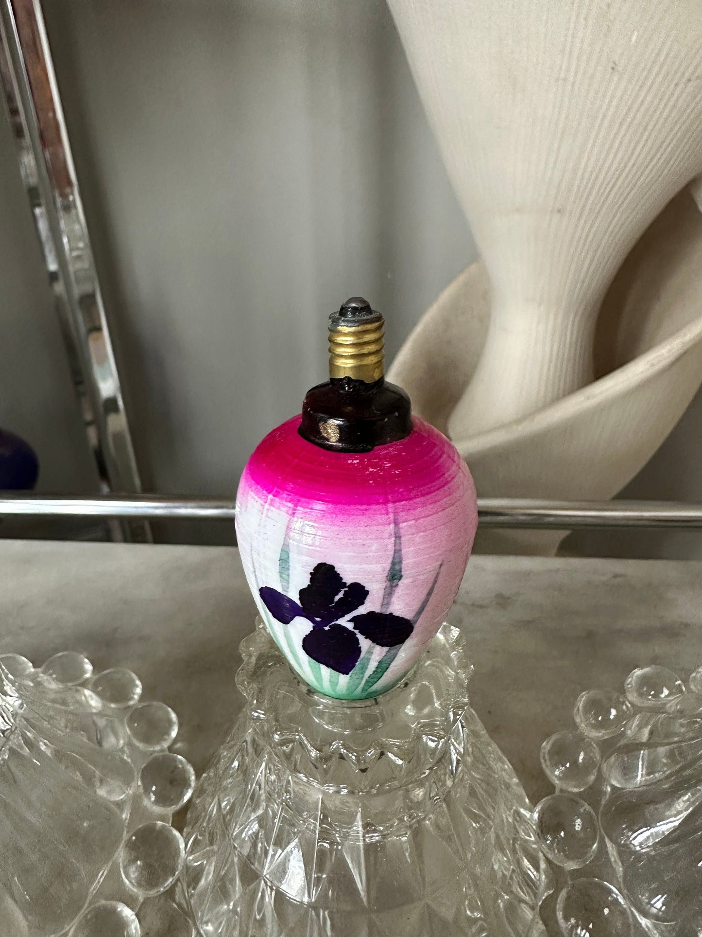 Vintage Glass Chinese Lantern Christmas Ornaments, 1920s Asian Light Bulbs (3 pc)