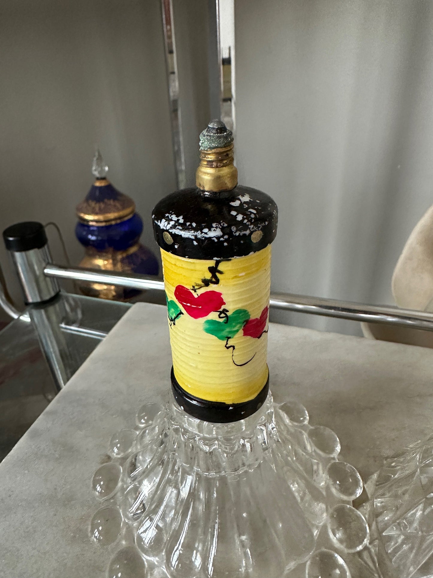 Vintage Glass Chinese Lantern Christmas Ornaments, 1920s Asian Light Bulbs (3 pc)