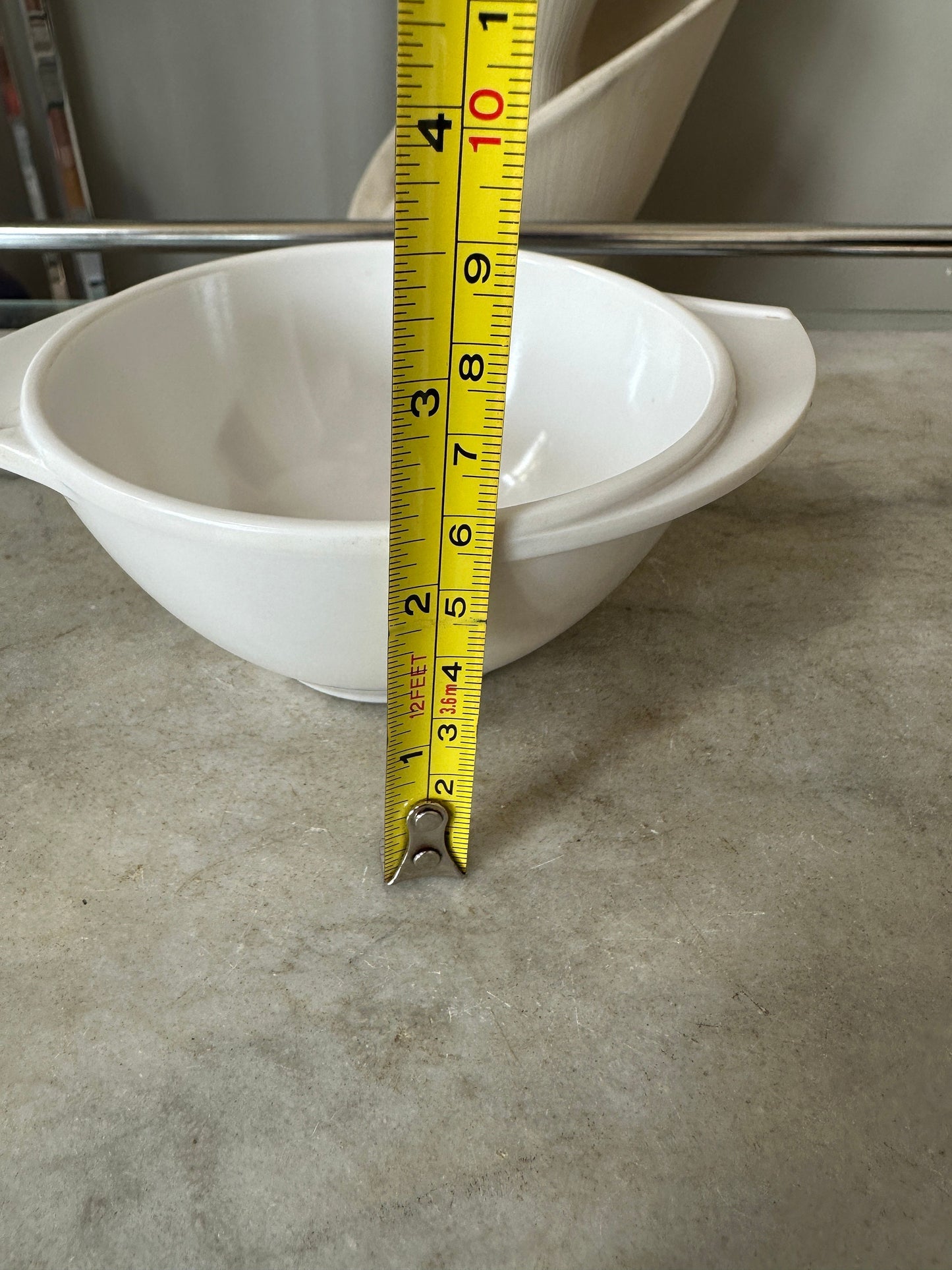 Vintage Boonton Melamine Bowls: Grey Divided Serving Bowl & White Bowl Set