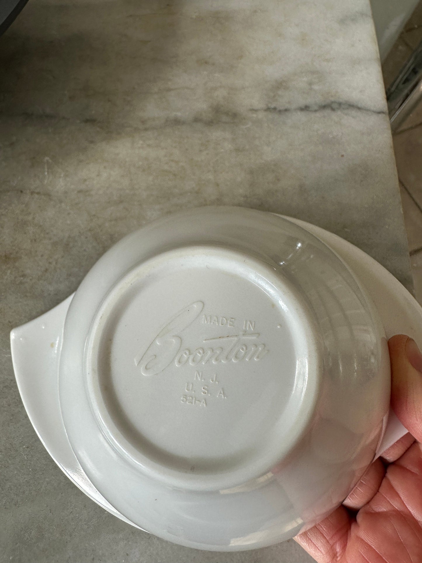 Vintage Boonton Melamine Bowls: Grey Divided Serving Bowl & White Bowl Set