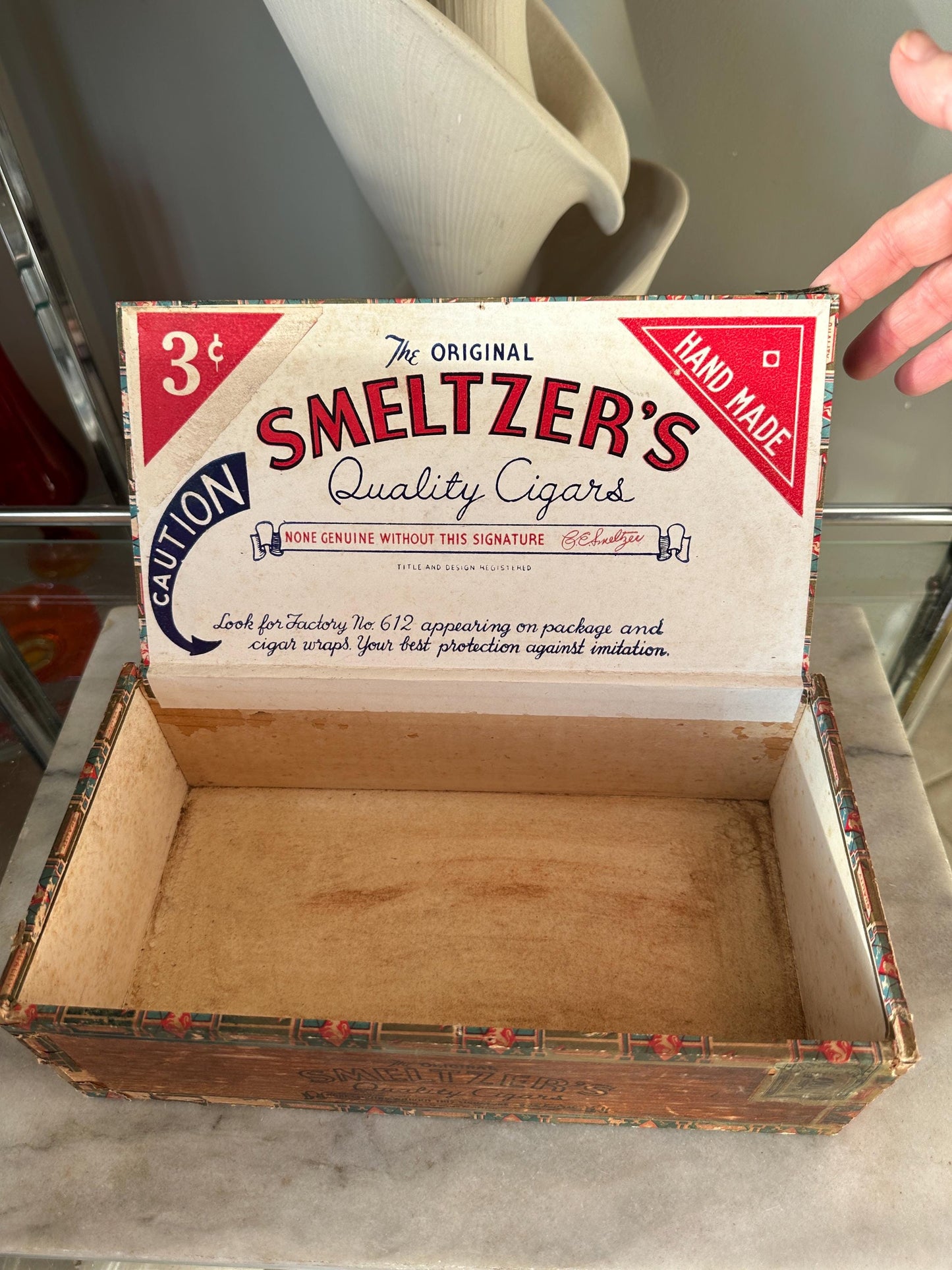 Smeltzer's Cigars Vintage Wood Cigar Box, Lancaster, Pennsylvania...Rare