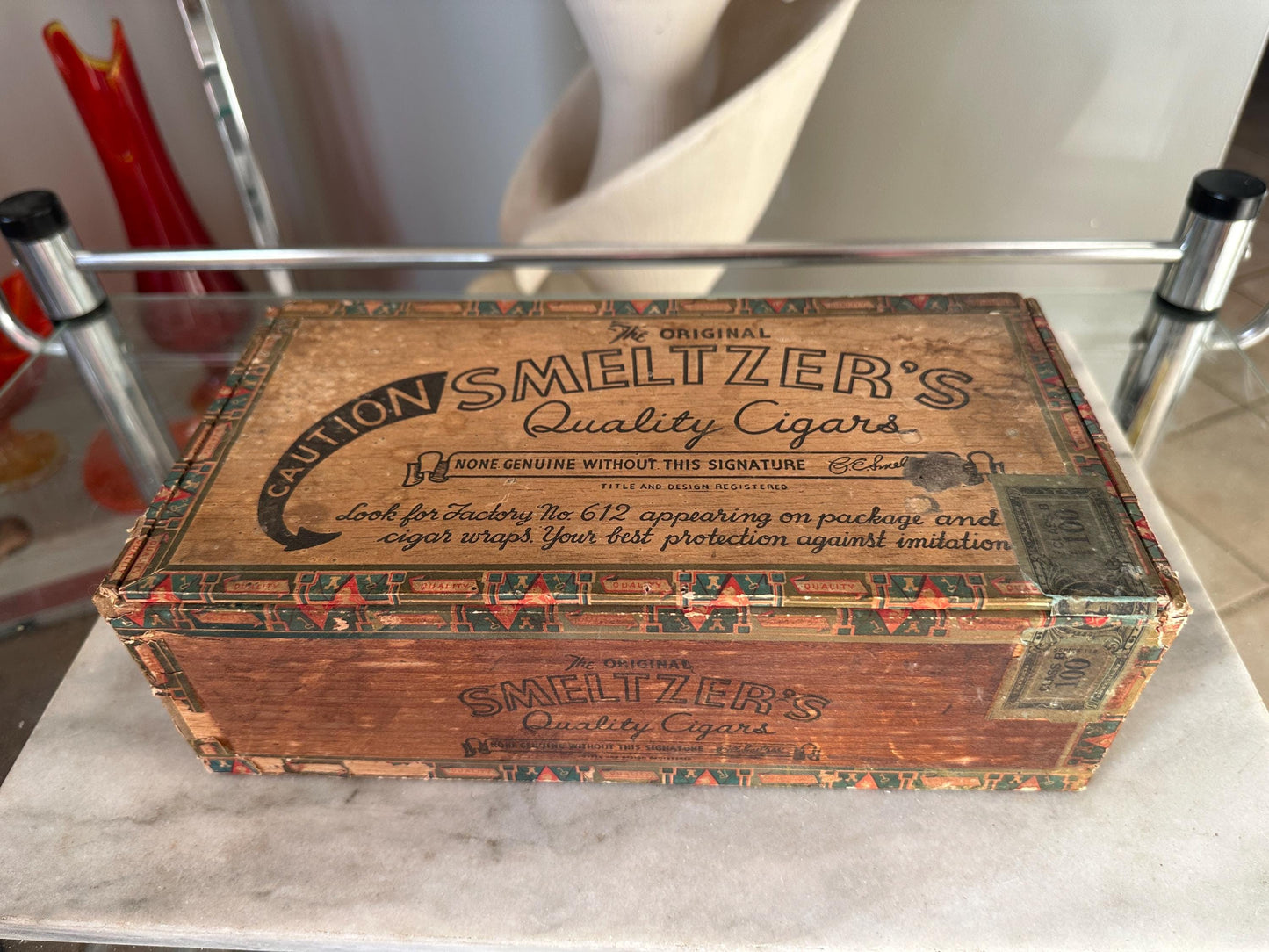 Smeltzer's Cigars Vintage Wood Cigar Box, Lancaster, Pennsylvania...Rare