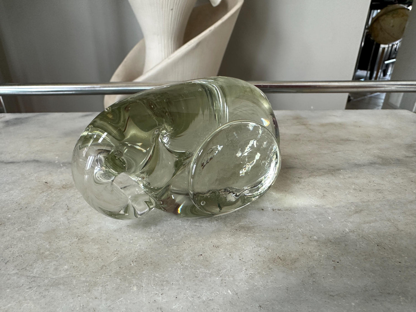 Vintage Hand Blown Glass Elephant Paperweight: Action International Art Glass