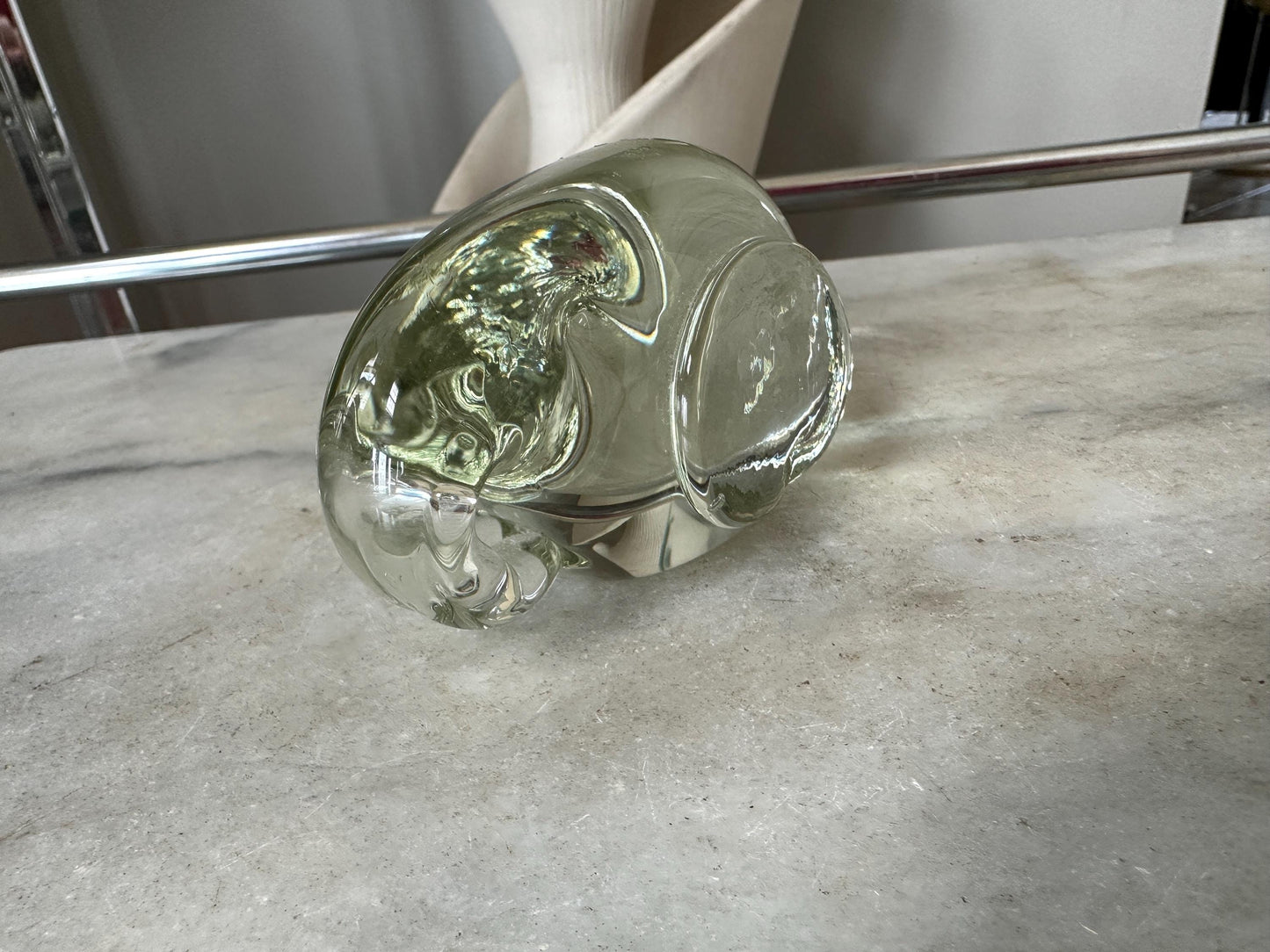 Vintage Hand Blown Glass Elephant Paperweight: Action International Art Glass