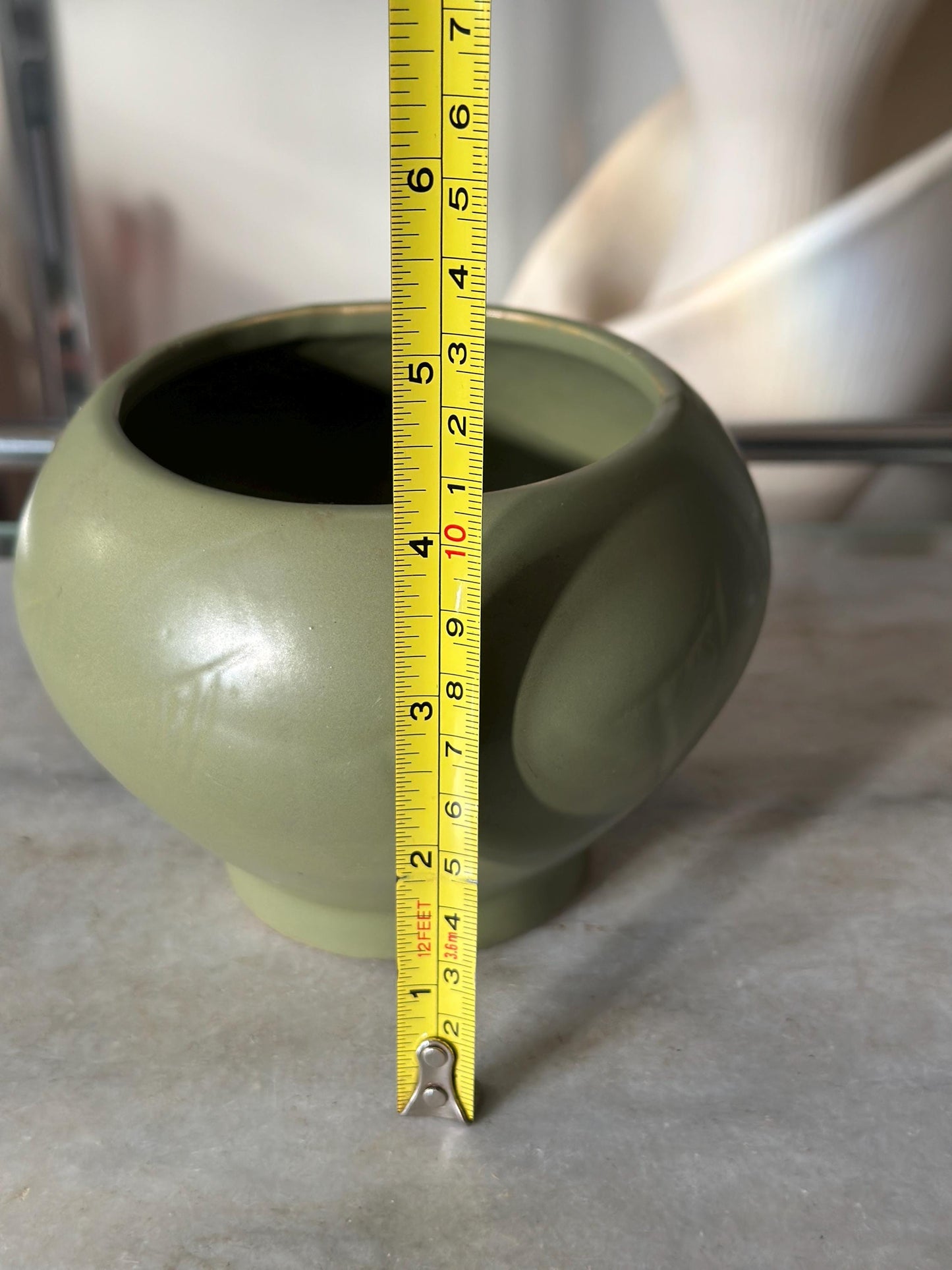 Vintage McCOY Floraline Vase: Matte Green Mid-Century Modern Pottery Planter