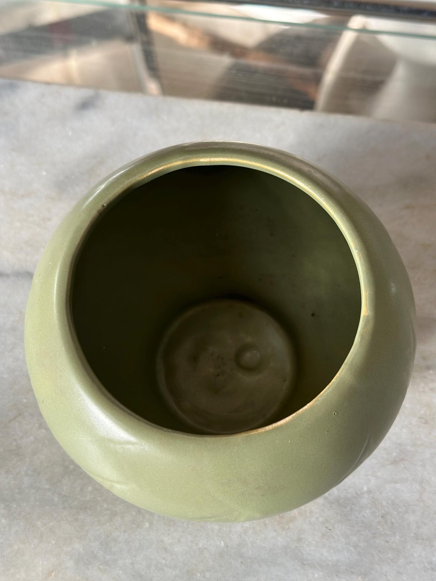 Vintage McCOY Floraline Vase: Matte Green Mid-Century Modern Pottery Planter