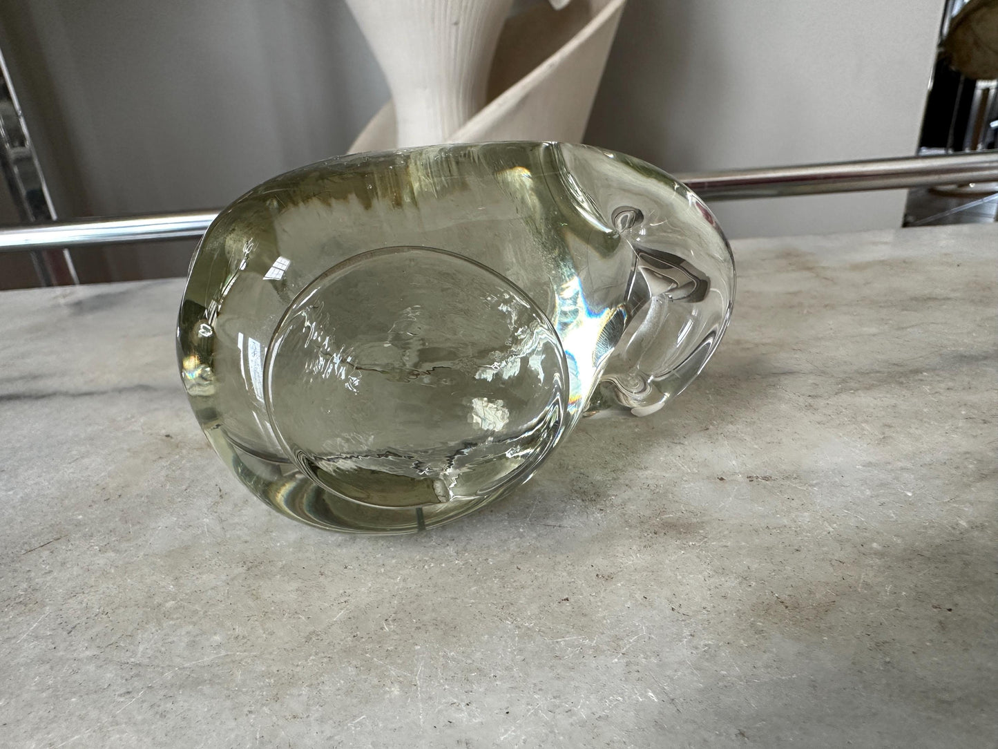 Vintage Hand Blown Glass Elephant Paperweight: Action International Art Glass