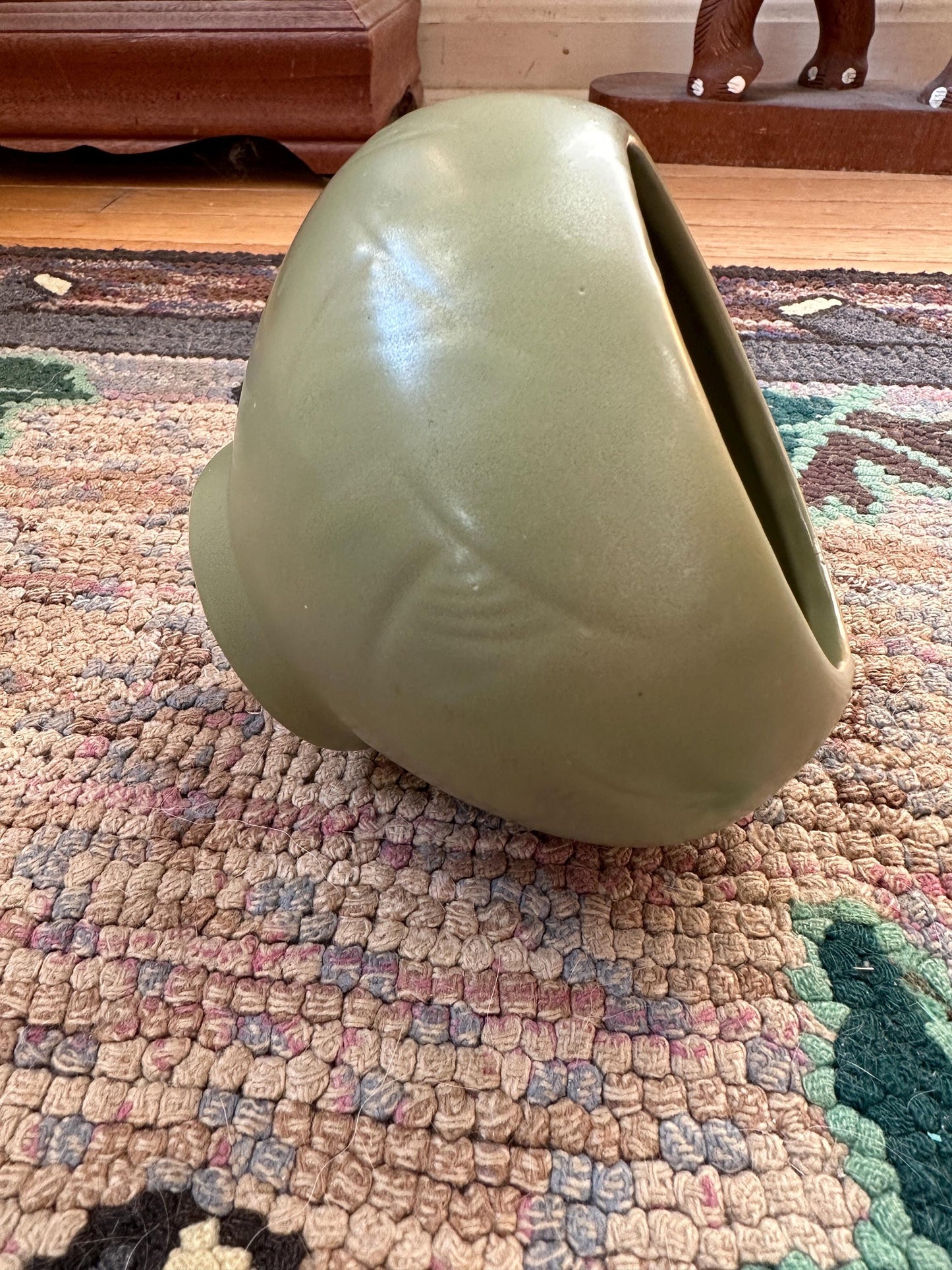 Vintage McCOY Floraline Vase: Matte Green Mid-Century Modern Pottery Planter